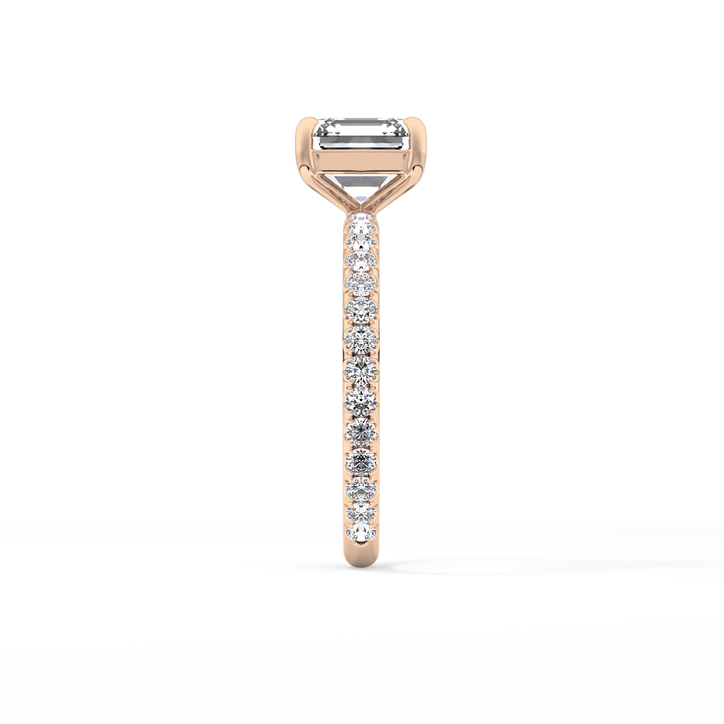 Asscher Pave Lab Grown Diamond Engagement Ring