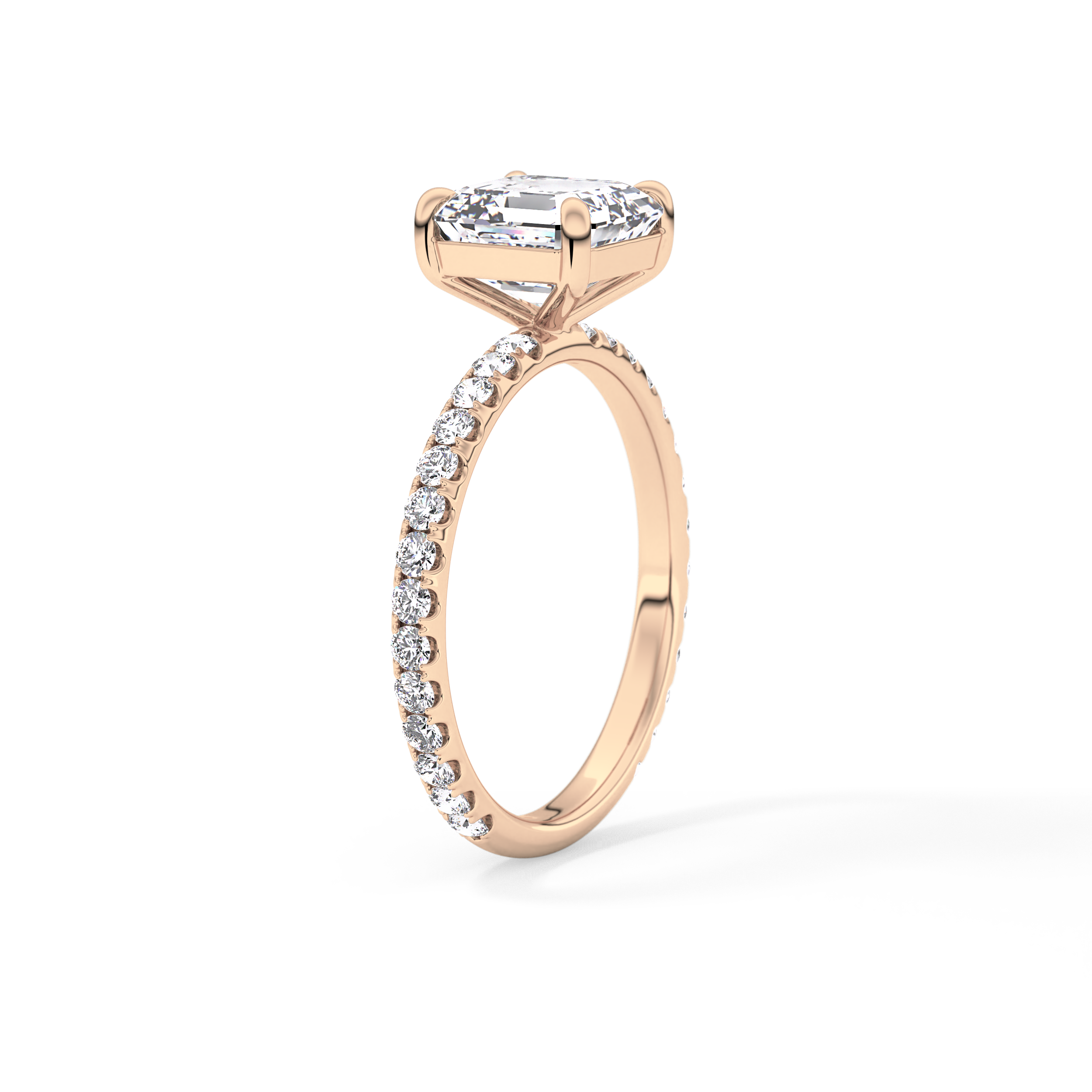 Asscher Pave Lab Grown Diamond Engagement Ring