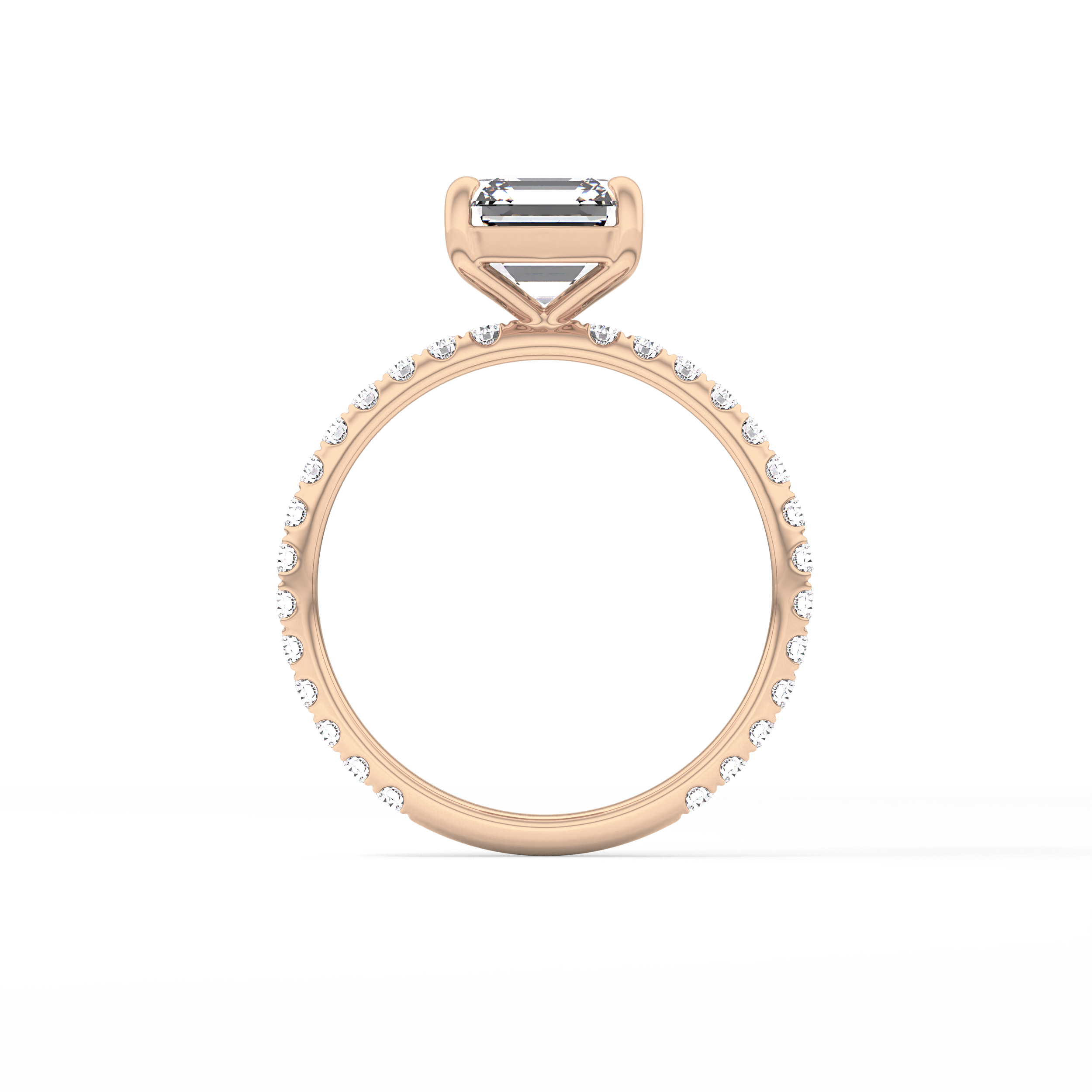 Asscher Pave Lab Grown Diamond Engagement Ring