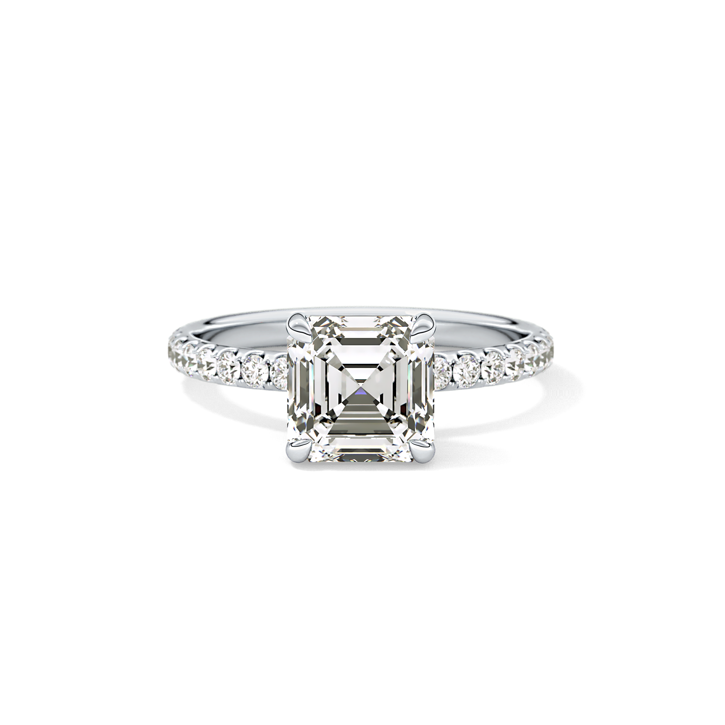 Asscher Pave Lab Grown Diamond Engagement Ring