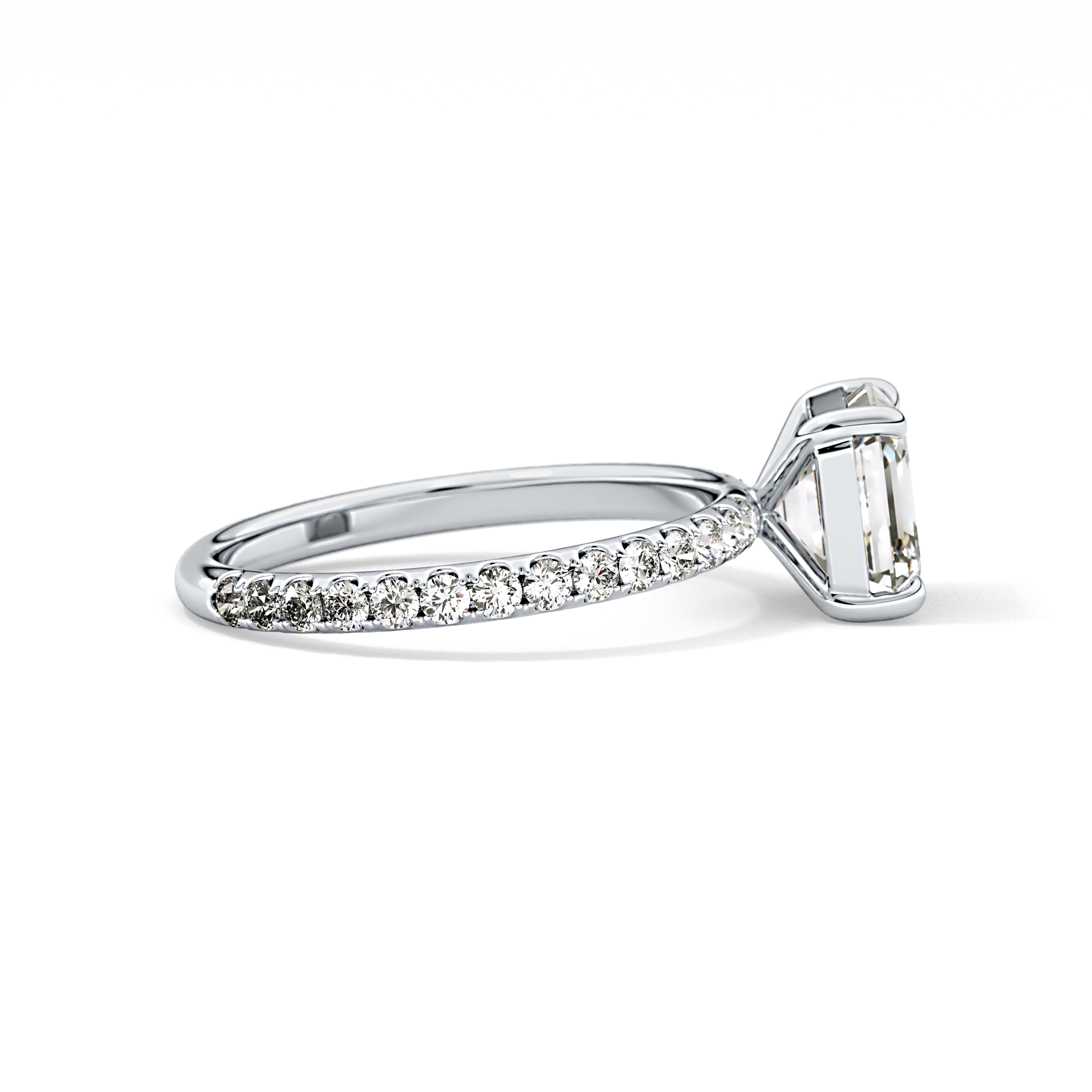 Asscher Pave Lab Grown Diamond Engagement Ring