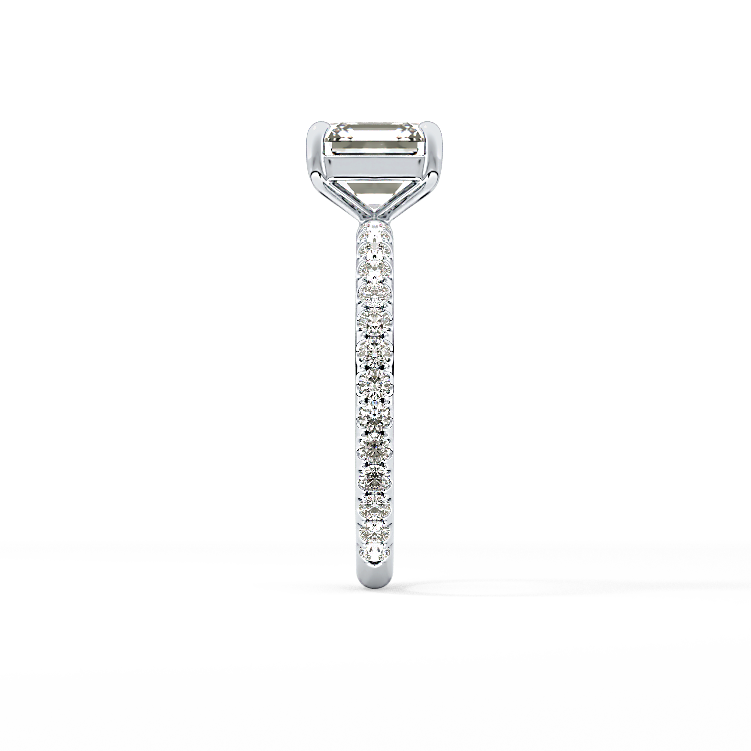 Asscher Pave Lab Grown Diamond Engagement Ring
