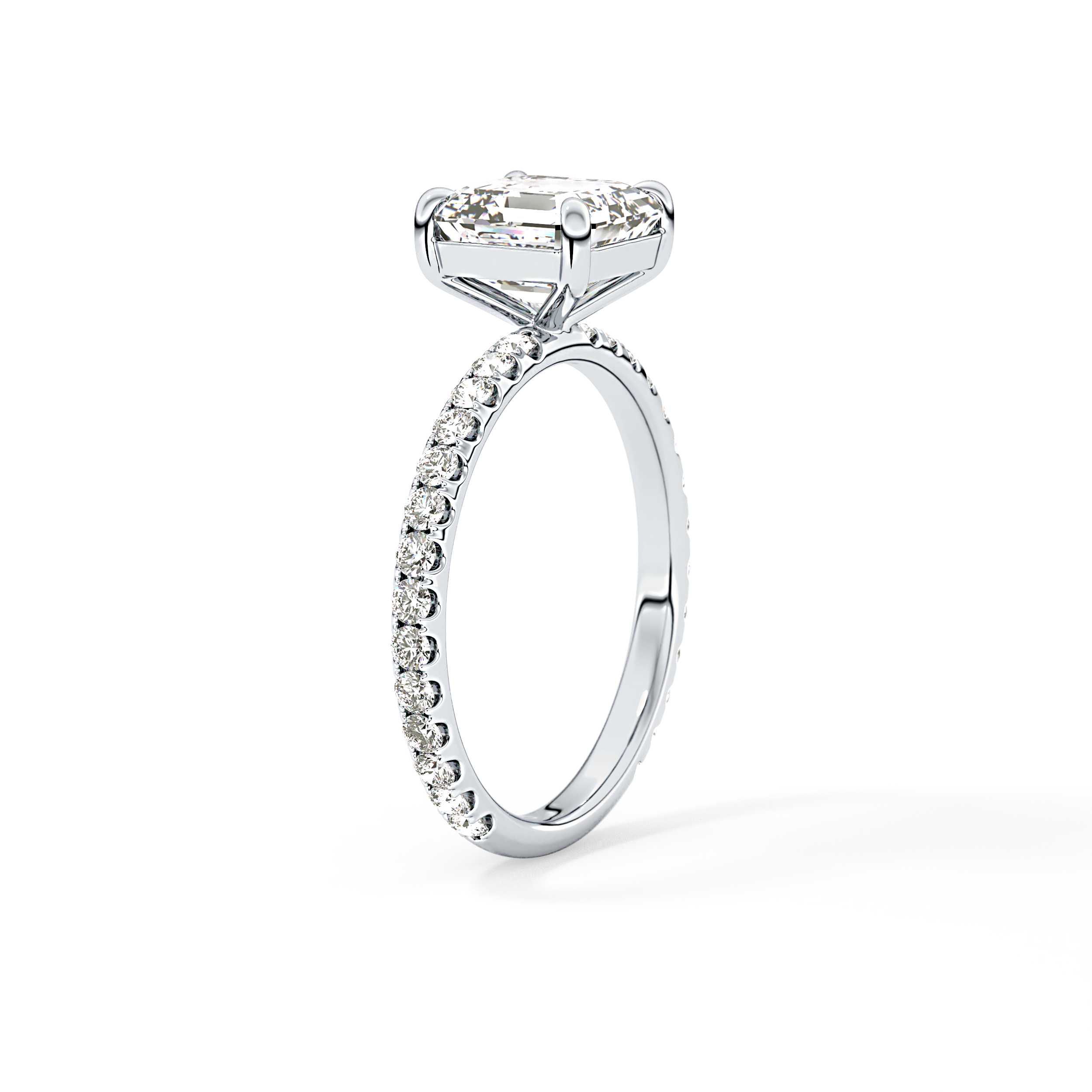 Asscher Pave Lab Grown Diamond Engagement Ring
