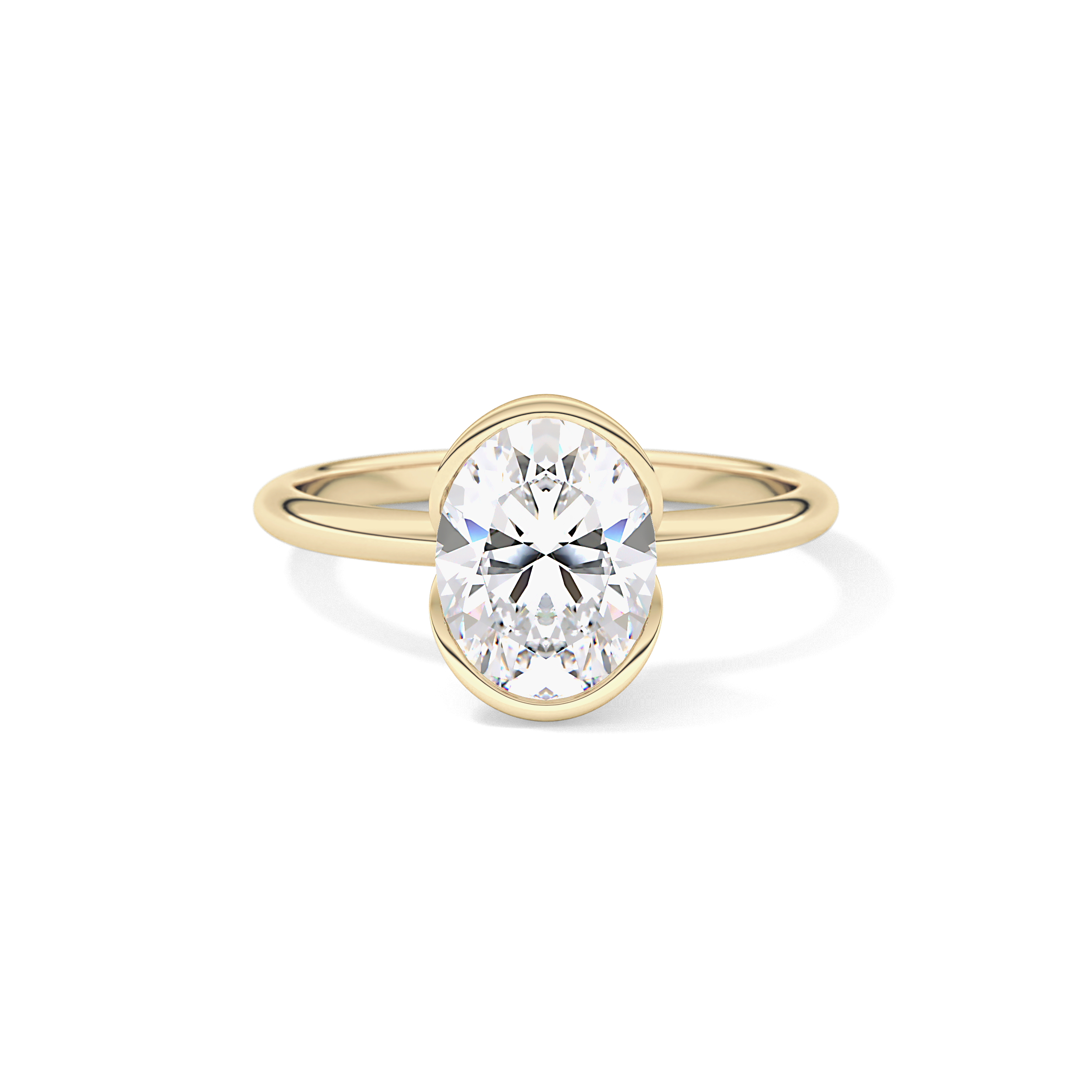 Oval Solitaire Half Bezel Lab Grown Diamond Engagement Ring