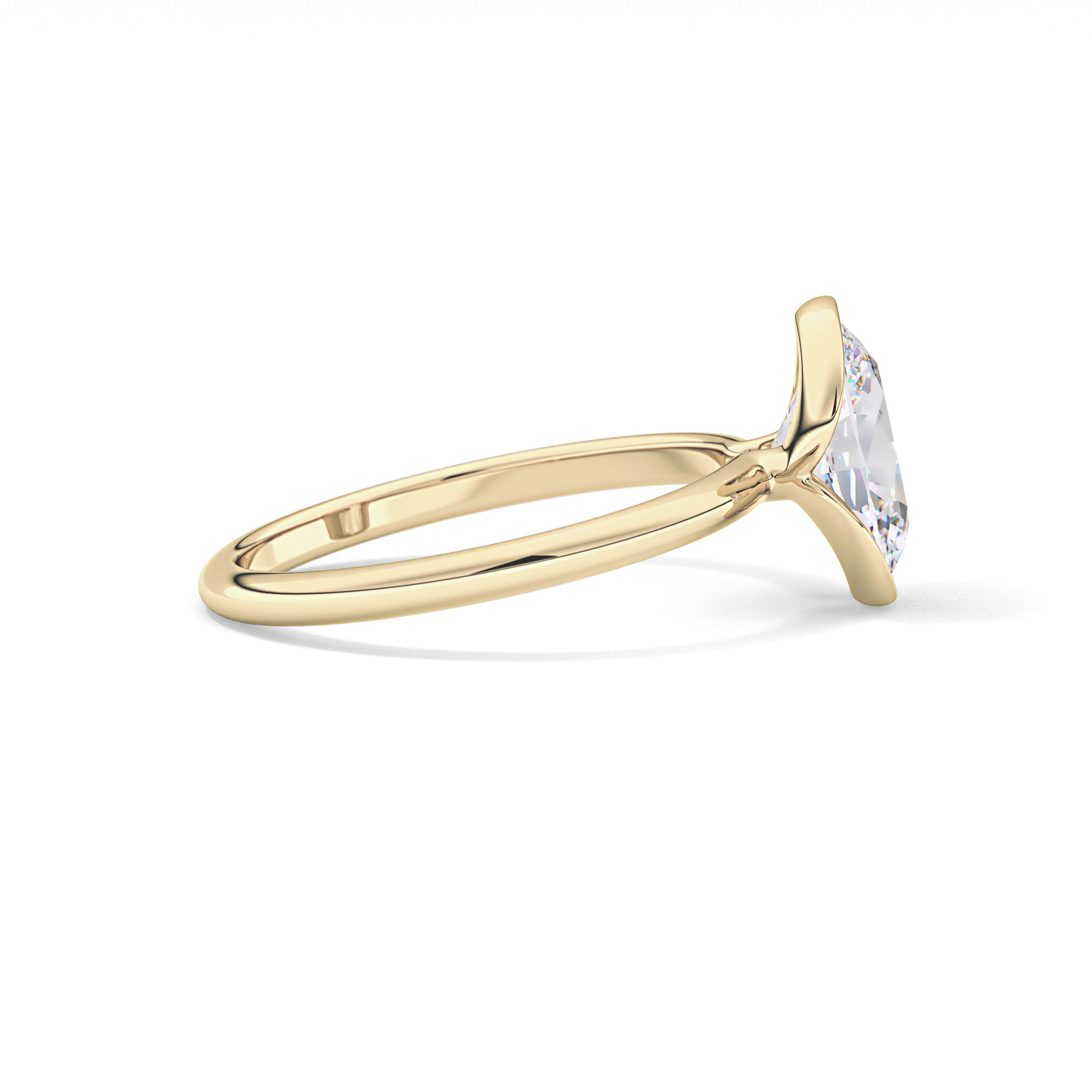 Oval Solitaire Half Bezel Lab Grown Diamond Engagement Ring
