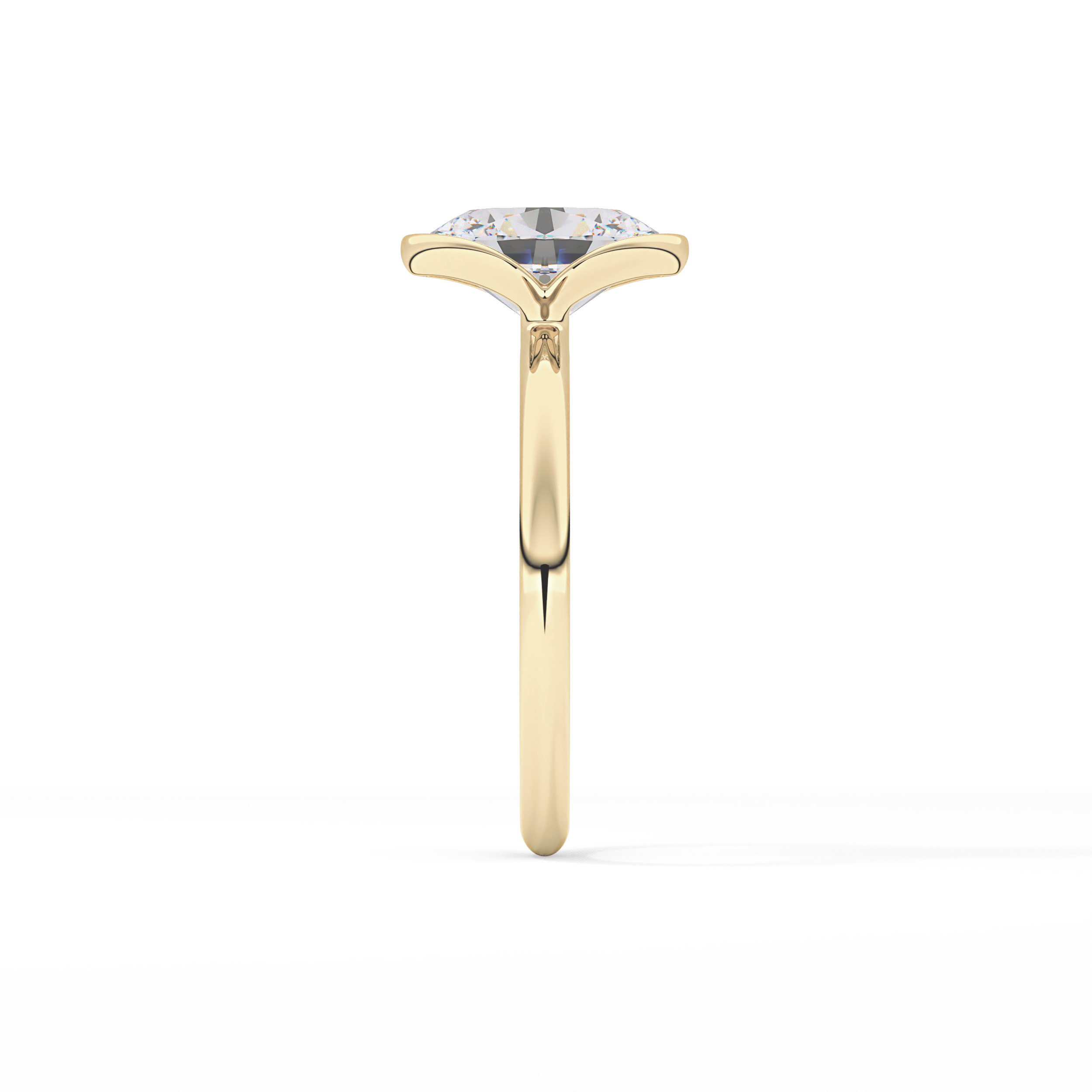 Oval Solitaire Half Bezel Lab Grown Diamond Engagement Ring