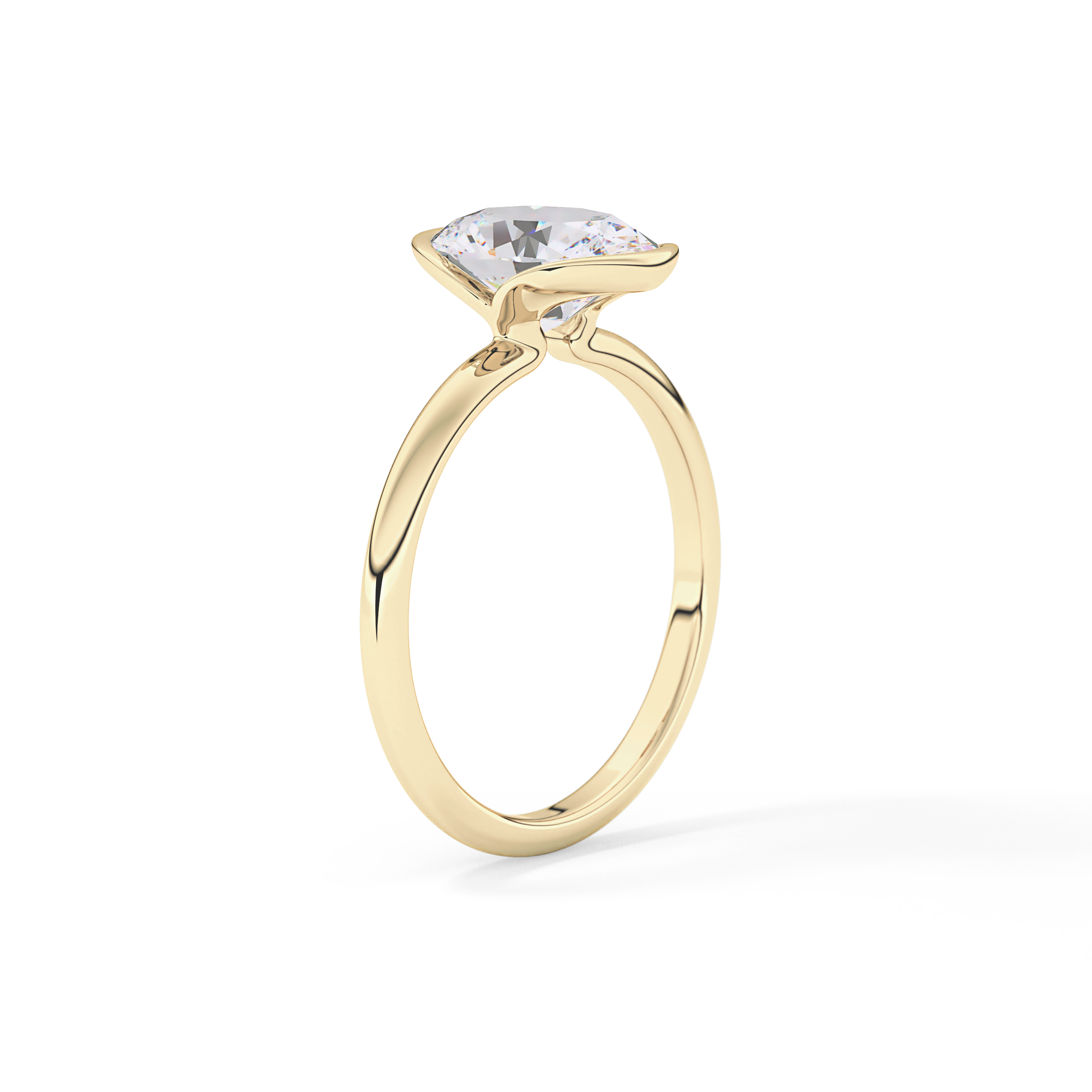 Oval Solitaire Half Bezel Lab Grown Diamond Engagement Ring