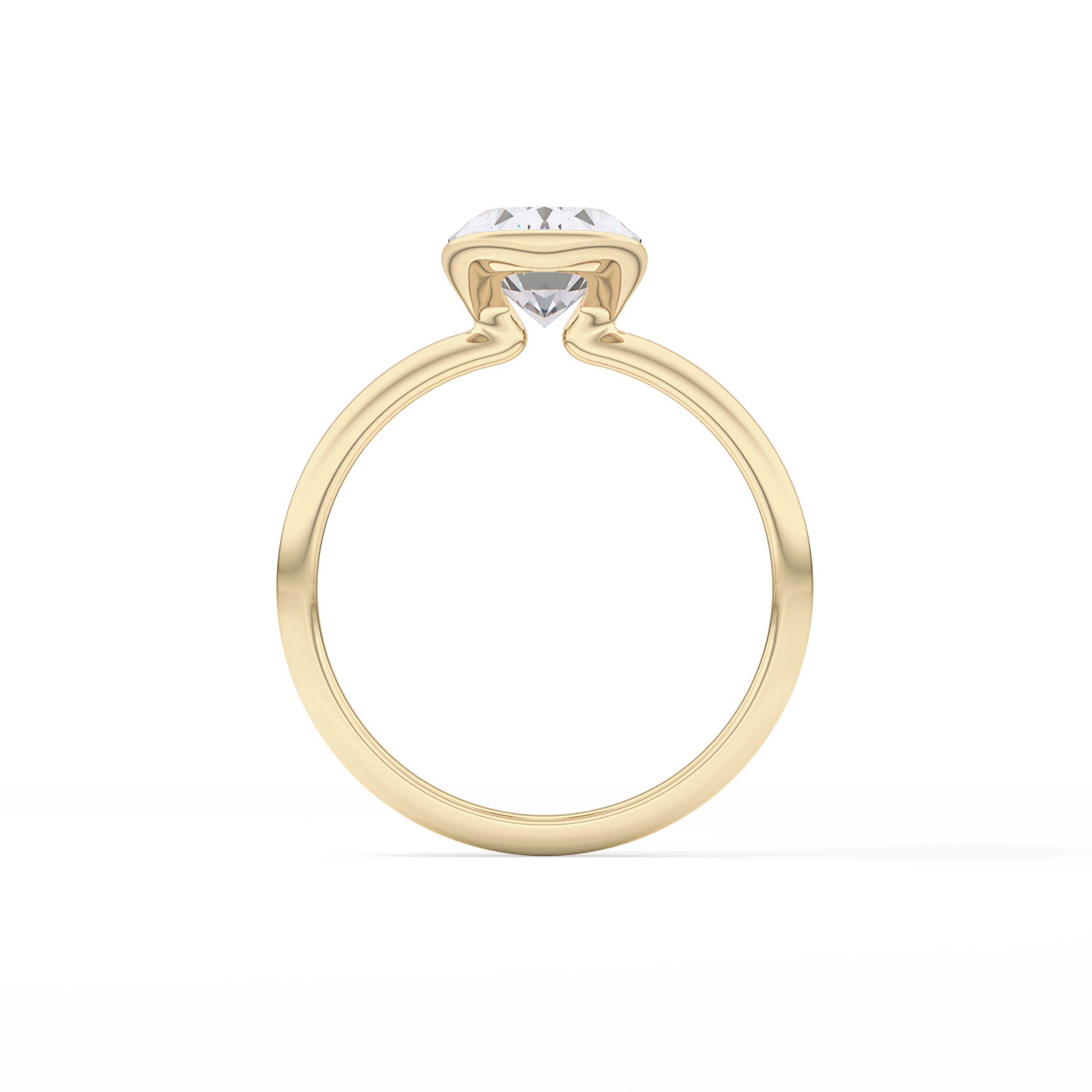 Oval Solitaire Half Bezel Lab Grown Diamond Engagement Ring