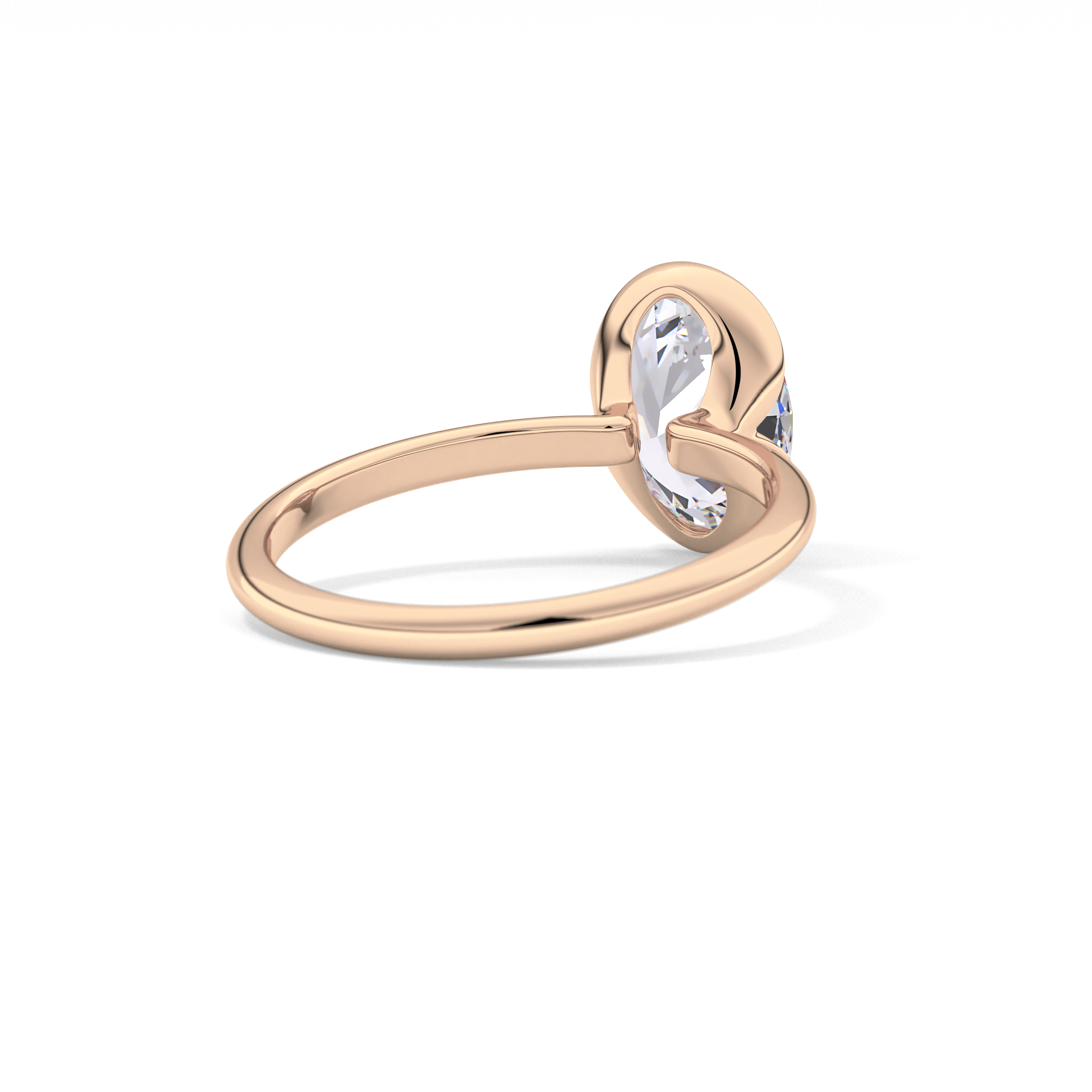 Oval Solitaire Half Bezel Lab Grown Diamond Engagement Ring