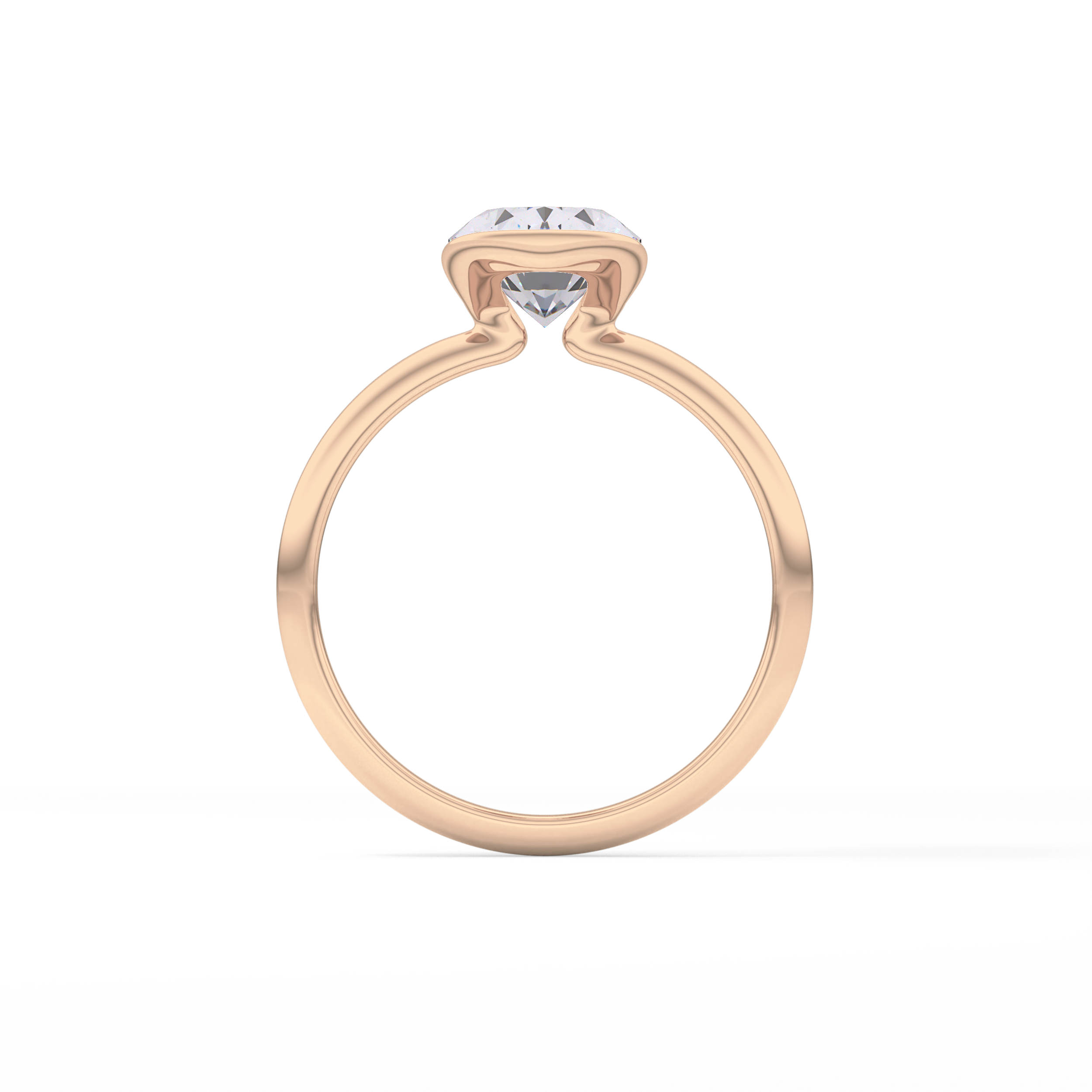 Oval Solitaire Half Bezel Lab Grown Diamond Engagement Ring