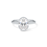 Oval Solitaire Half Bezel Lab Grown Diamond Engagement Ring
