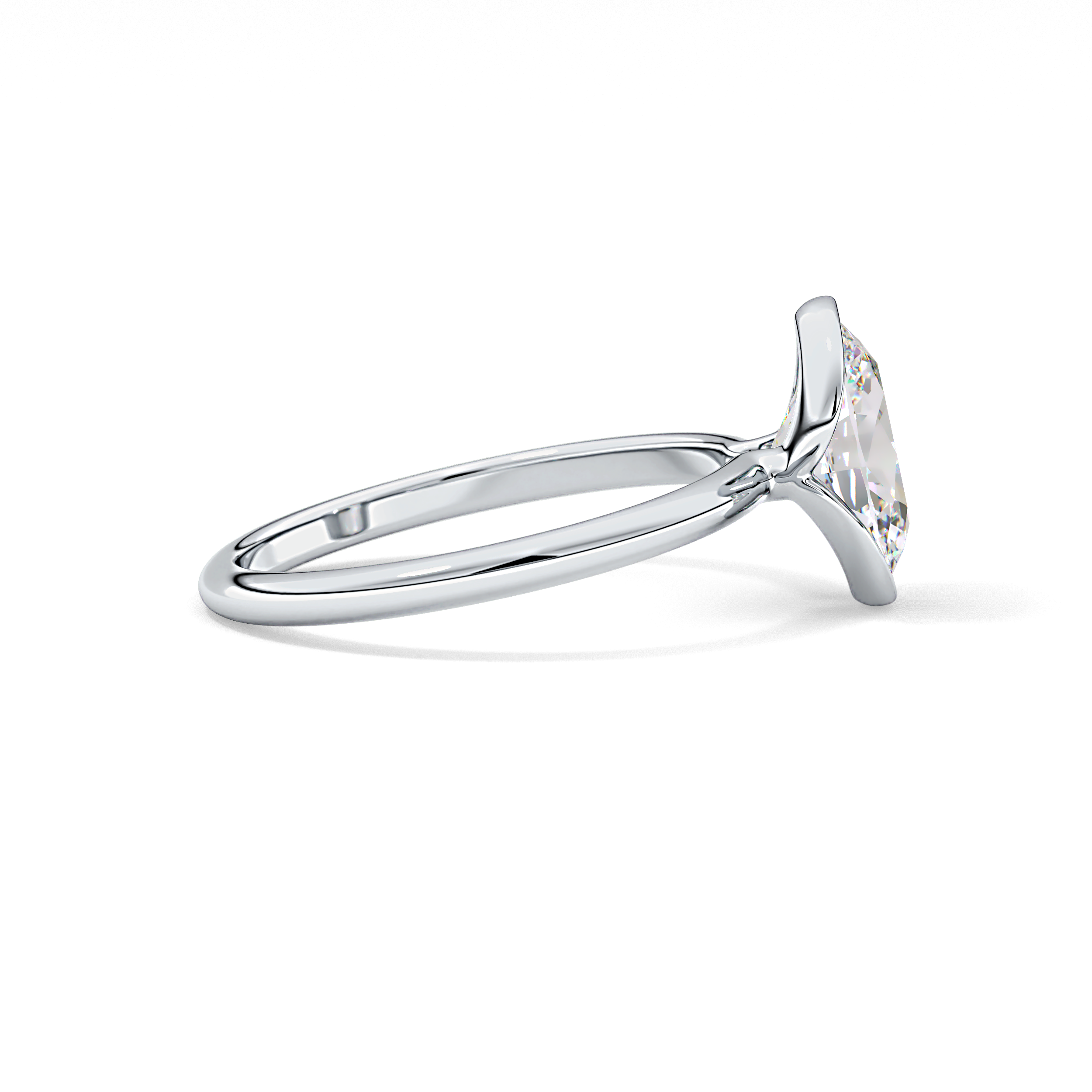 Oval Solitaire Half Bezel Lab Grown Diamond Engagement Ring