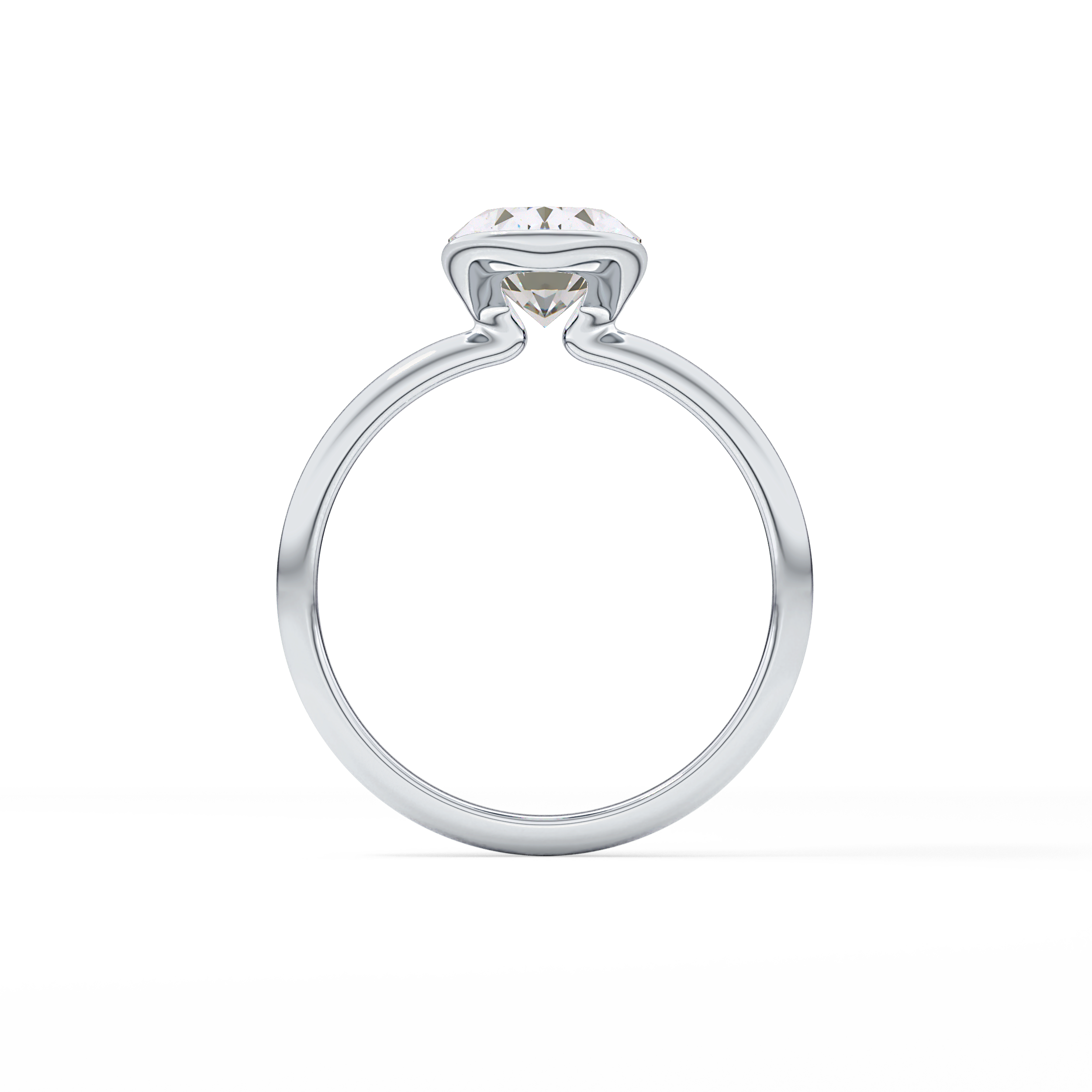 Oval Solitaire Half Bezel Lab Grown Diamond Engagement Ring