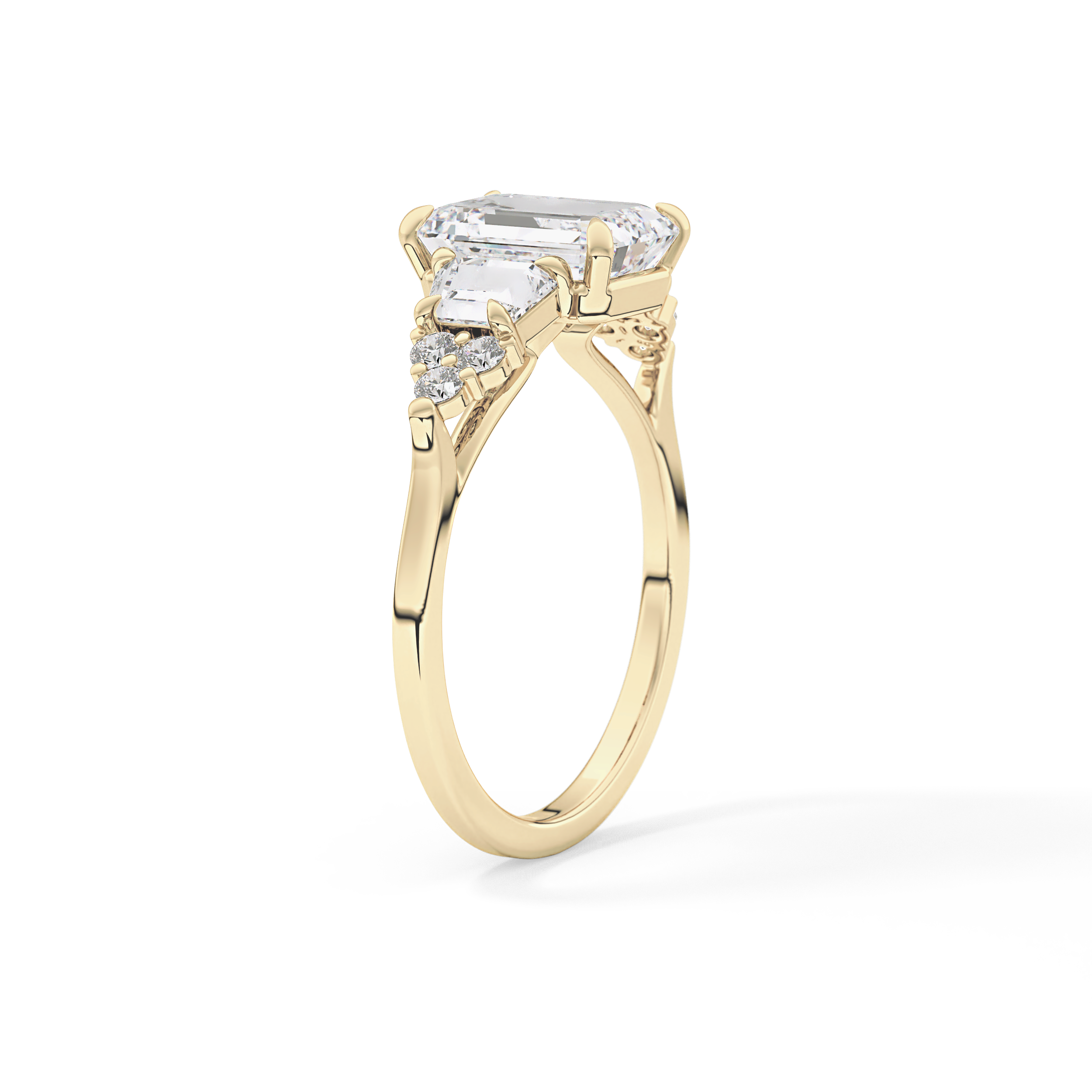 Emerald Cluster Lab Grown Diamond Engagement Ring