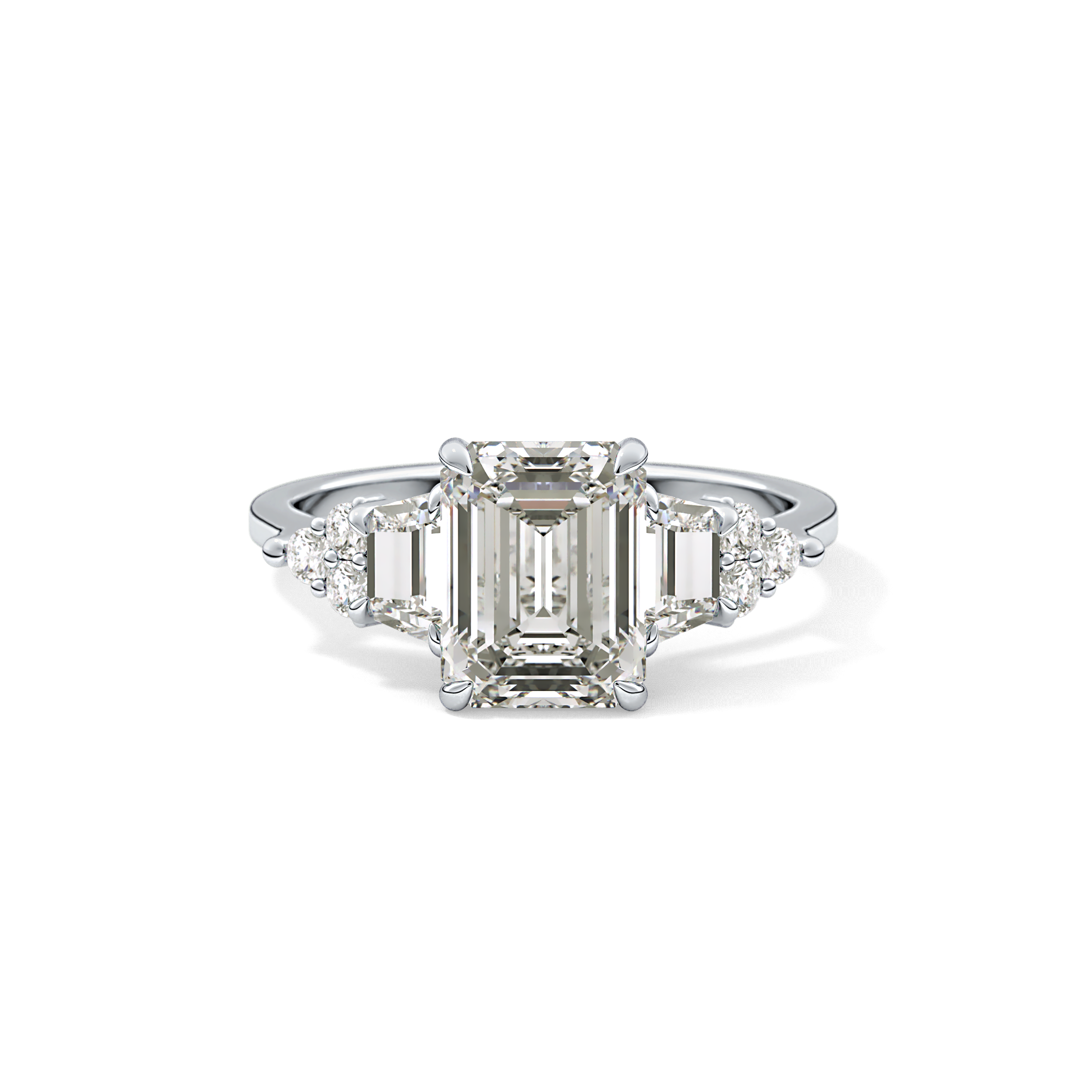 Emerald Cluster Lab Grown Diamond Engagement Ring