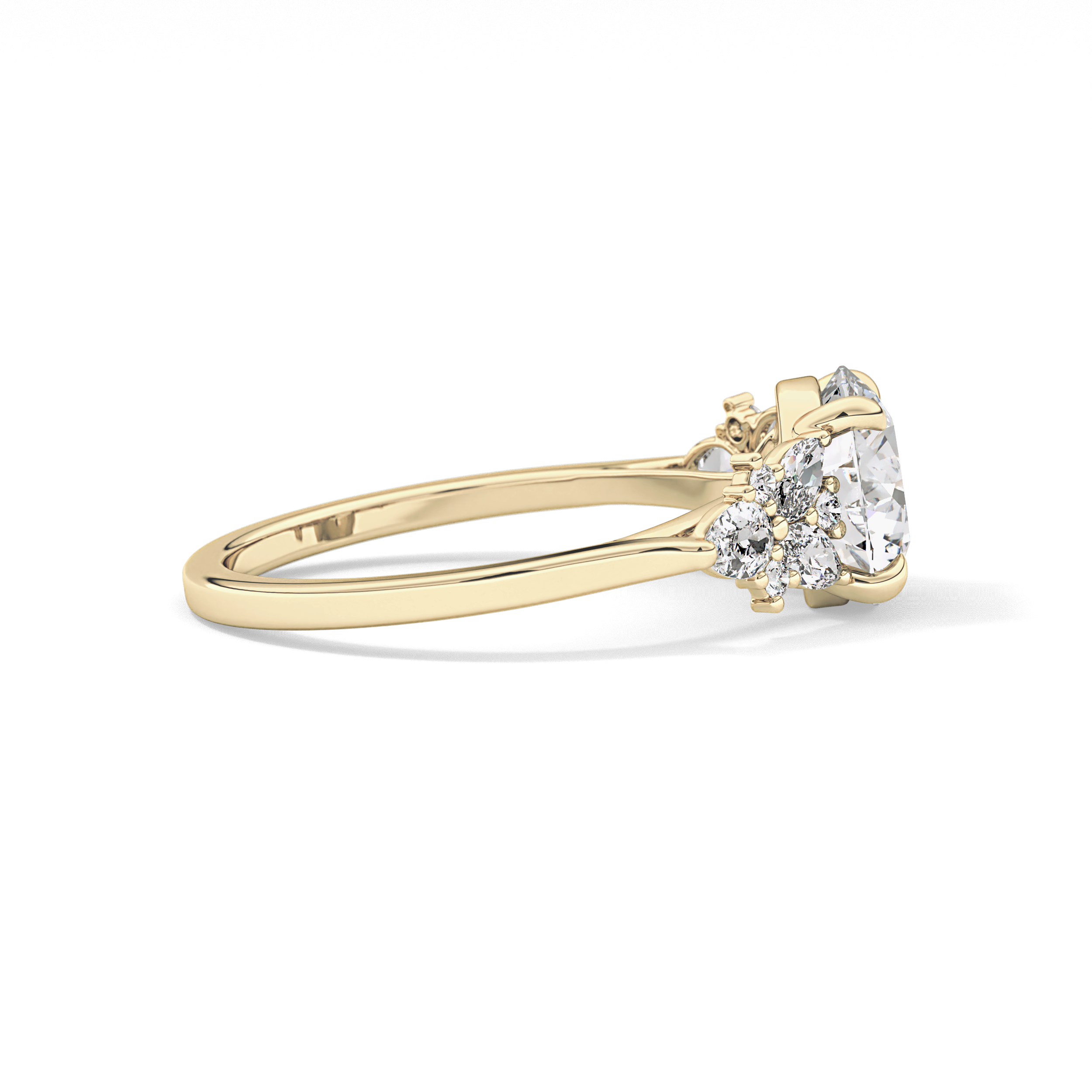 Round Cluster Lab Grown Diamond Engagement Ring