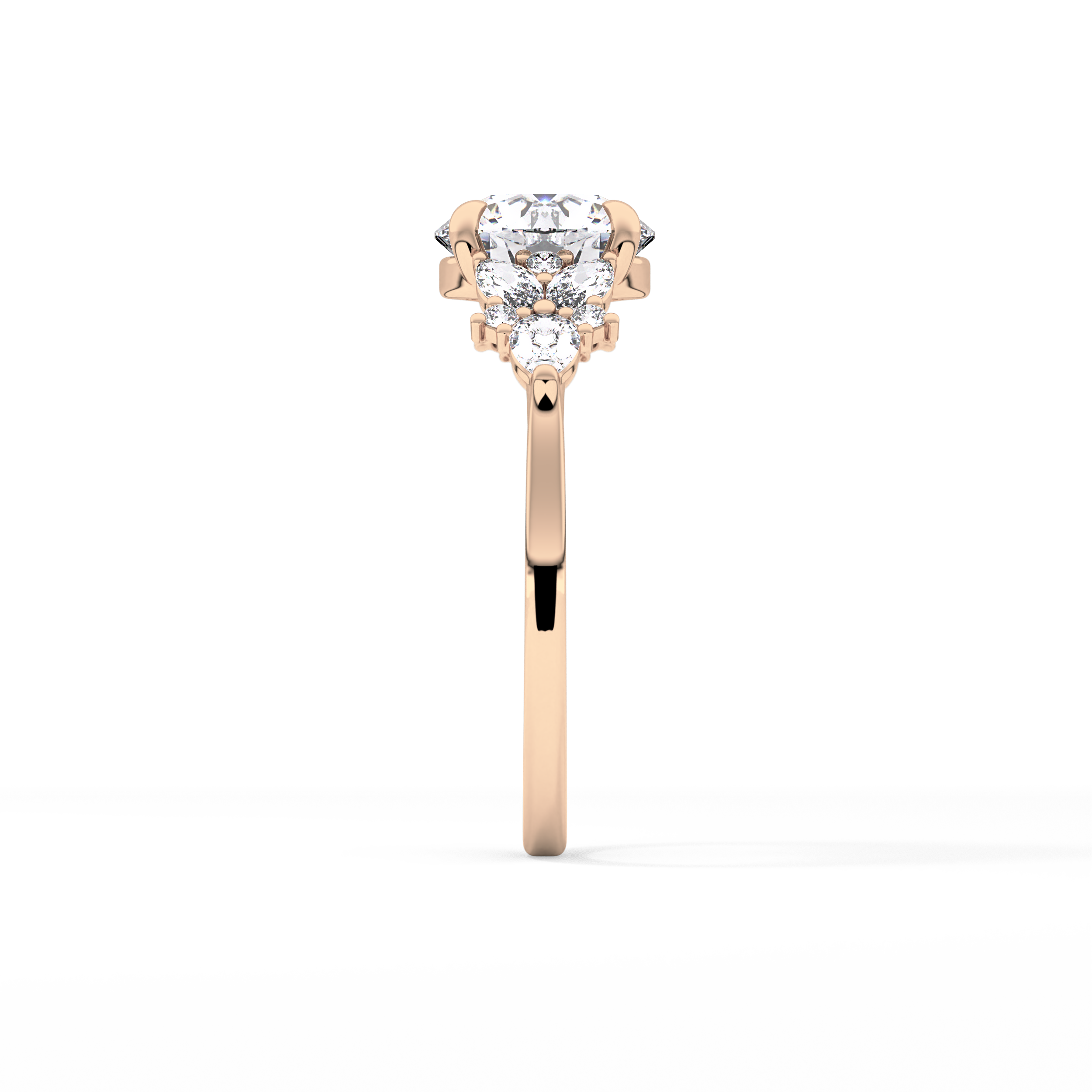 Round Cluster Lab Grown Diamond Engagement Ring
