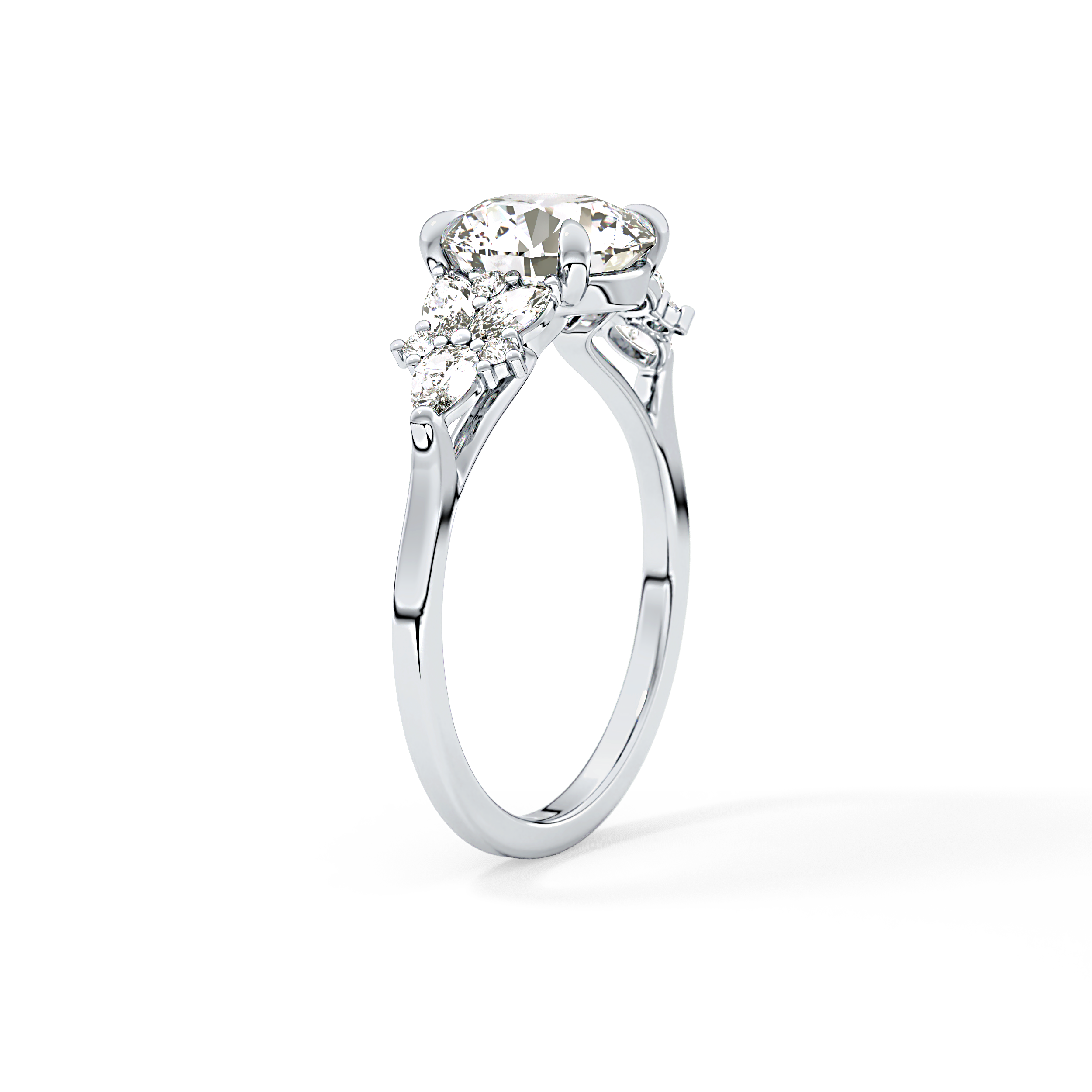 Round Cluster Lab Grown Diamond Engagement Ring