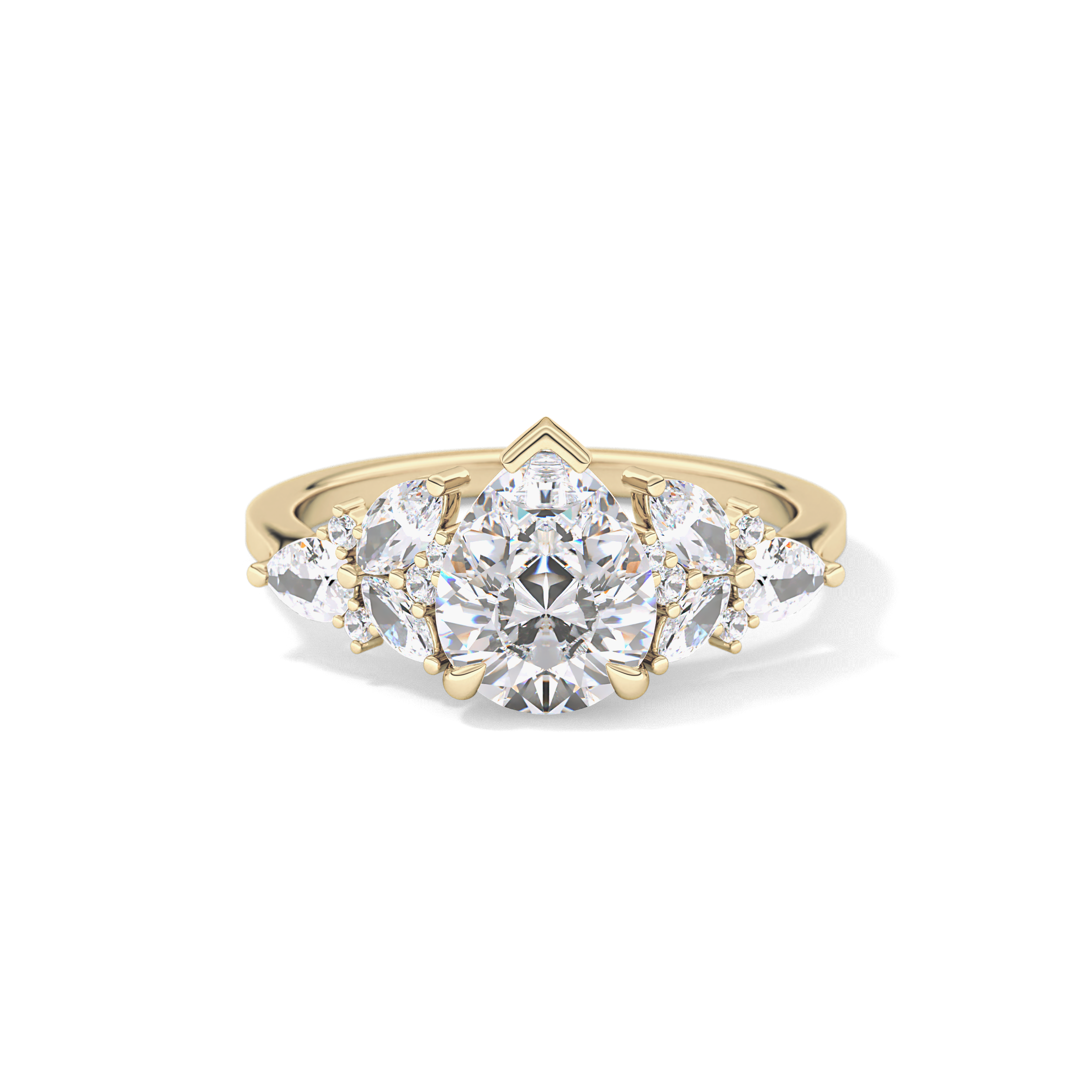 Pear Cluster Lab Grown Diamond Engagement Ring