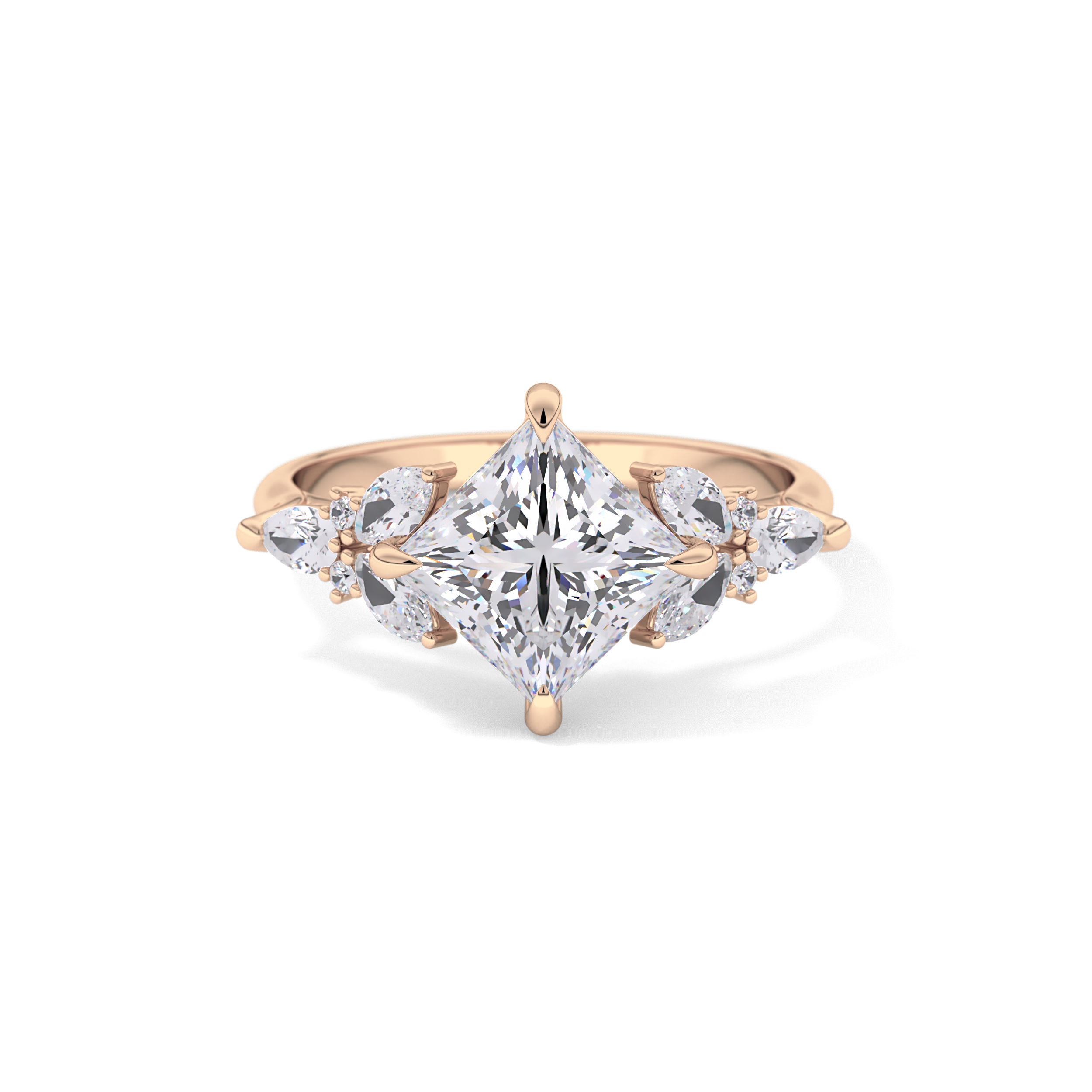Princess Cluster Lab Grown Diamond Engagement Ring