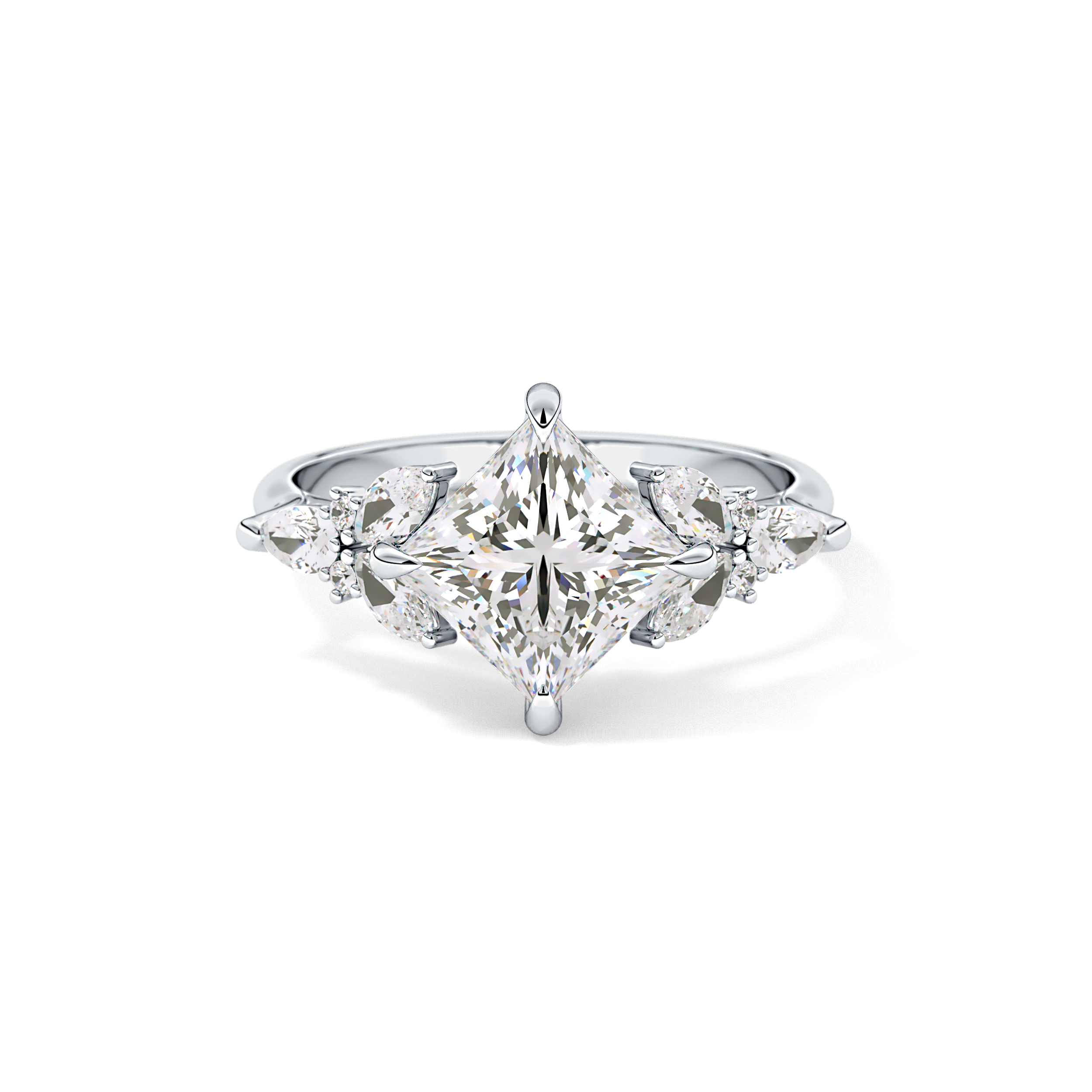 Princess Cluster Lab Grown Diamond Engagement Ring