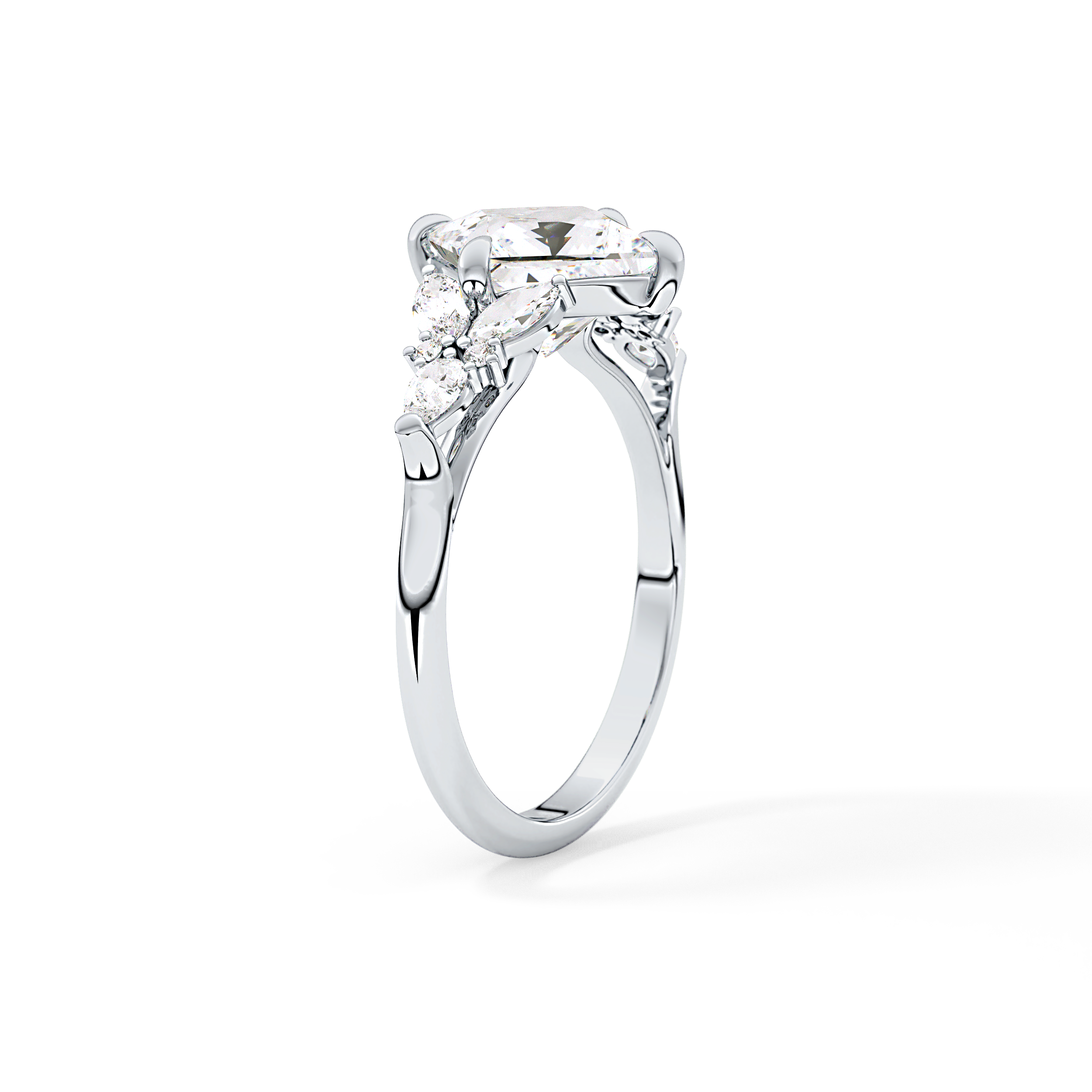 Princess Cluster Lab Grown Diamond Engagement Ring