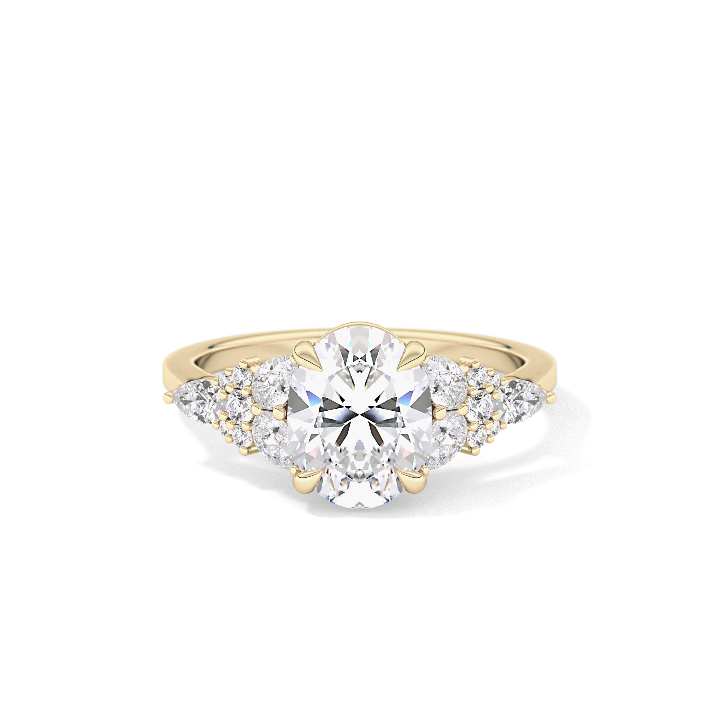 Oval Cluster Lab Grown Diamond Engagement Ring