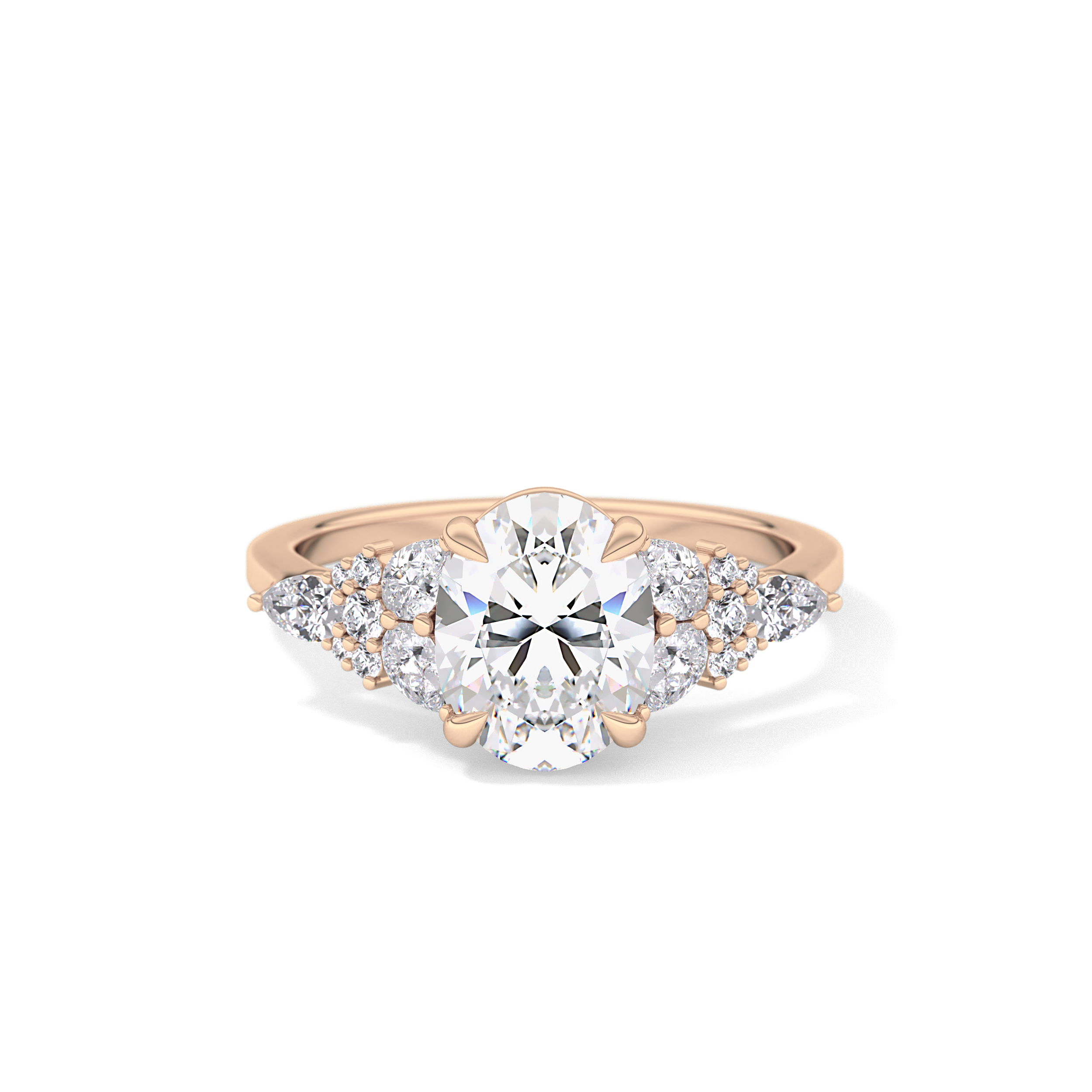 Oval Cluster Lab Grown Diamond Engagement Ring