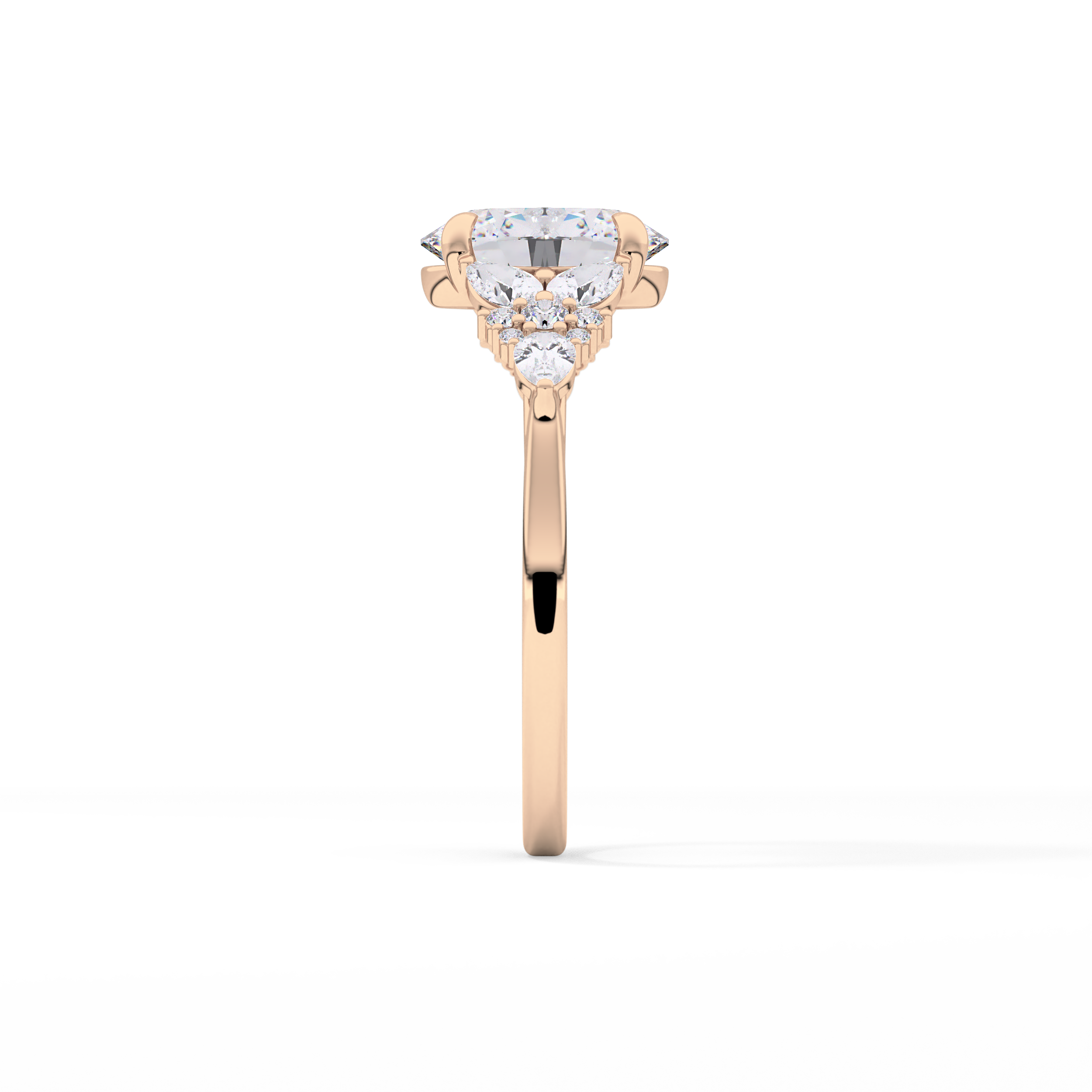 Oval Cluster Lab Grown Diamond Engagement Ring