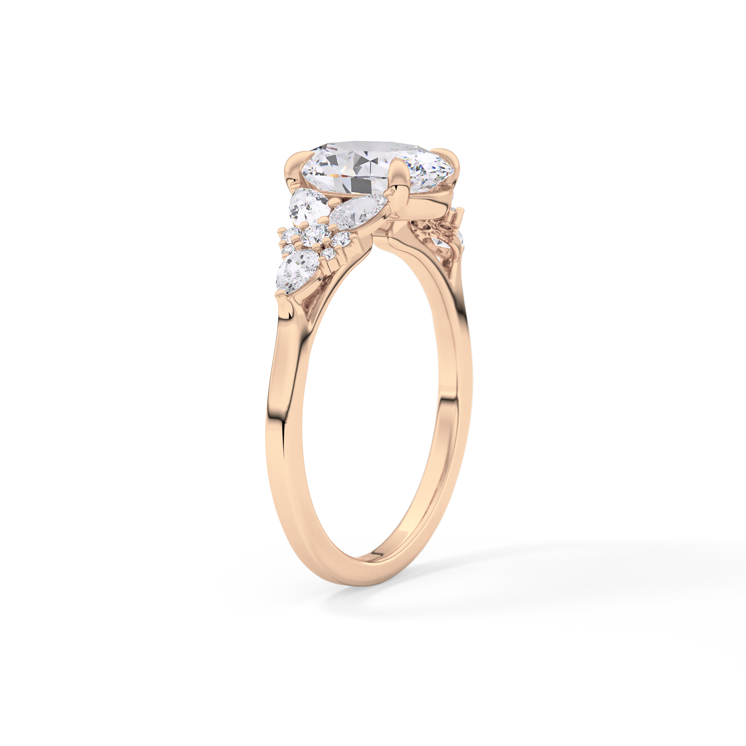 Oval Cluster Lab Grown Diamond Engagement Ring
