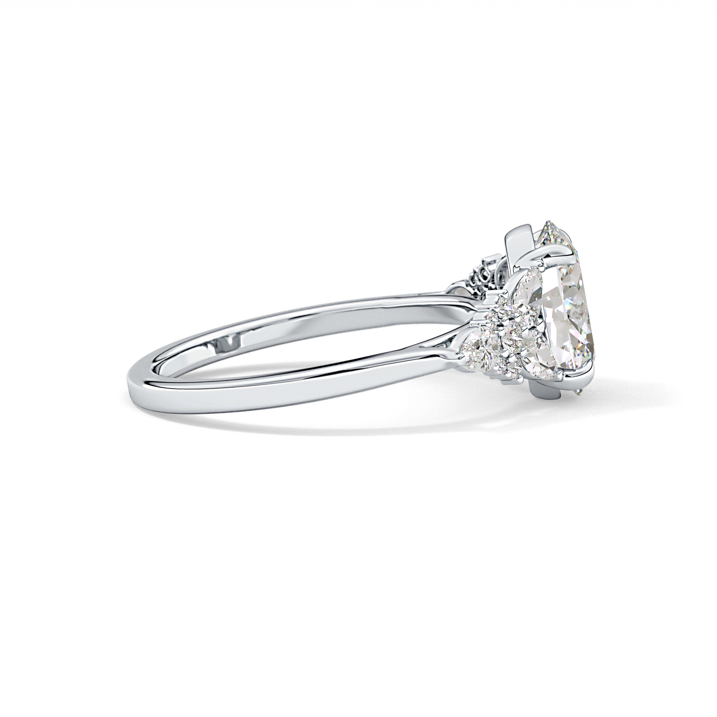 Oval Cluster Lab Grown Diamond Engagement Ring