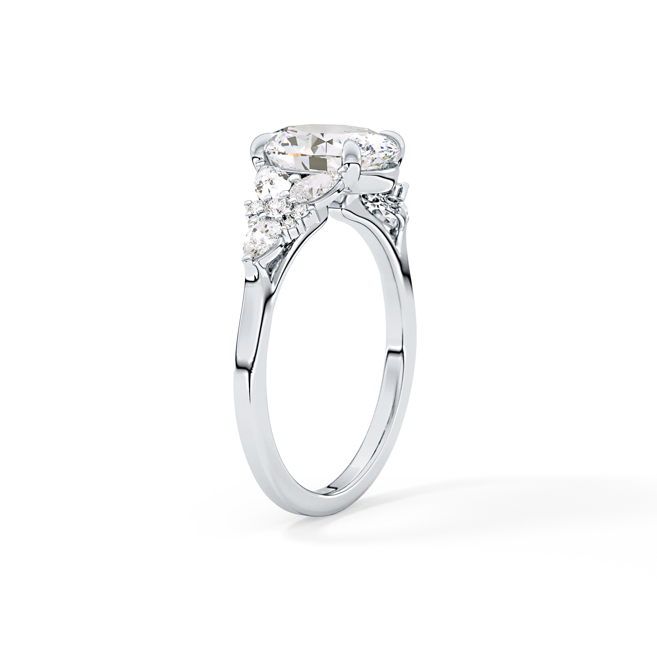 Oval Cluster Lab Grown Diamond Engagement Ring