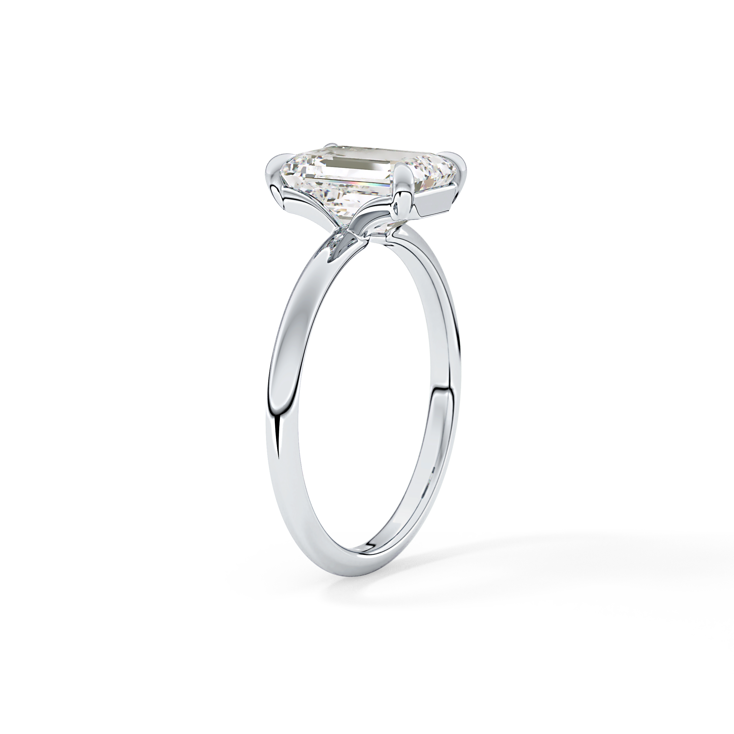 Emerald Solitaire Lab Grown Engagement Ring