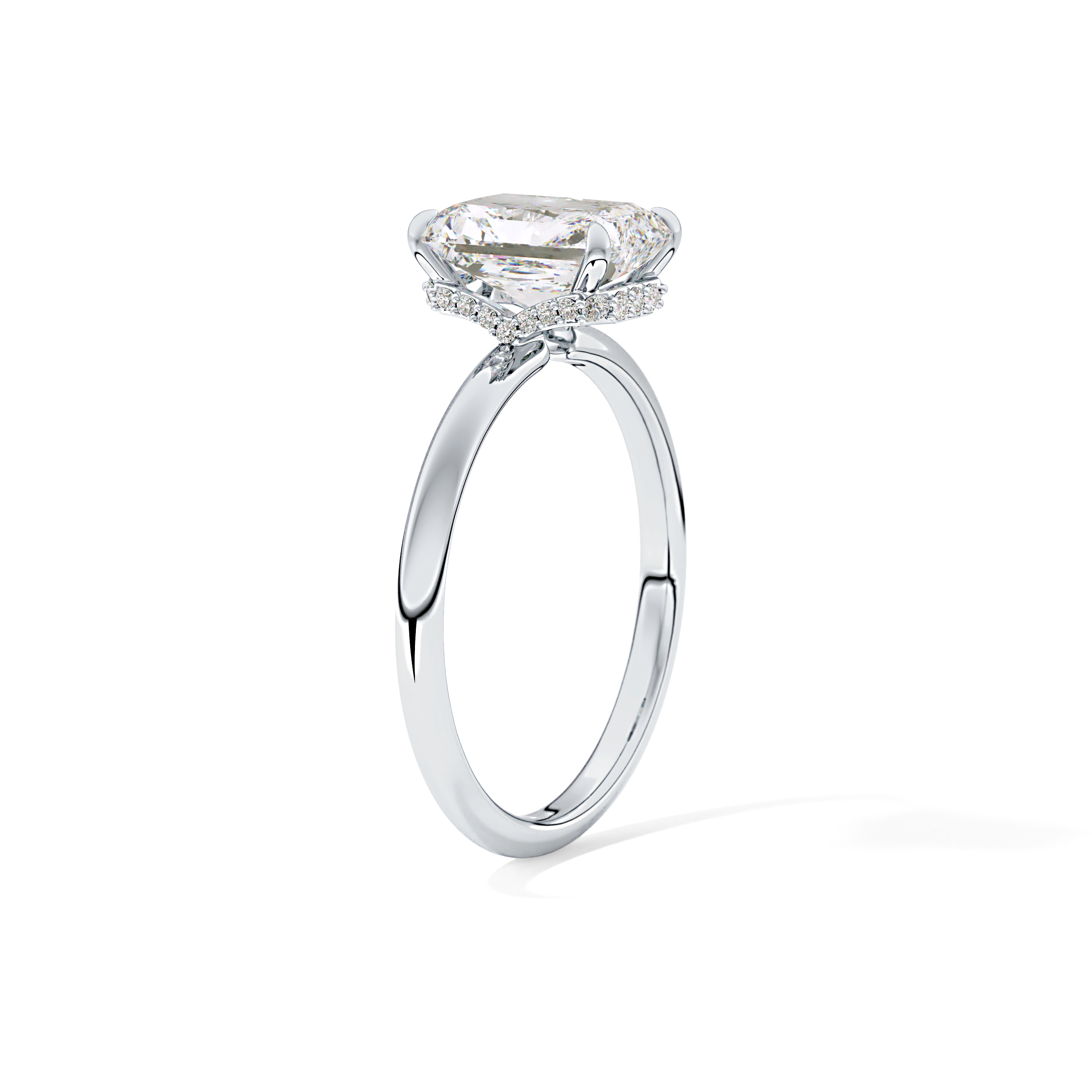 Radiant Hidden Halo Lab Grown Diamond Engagement Ring