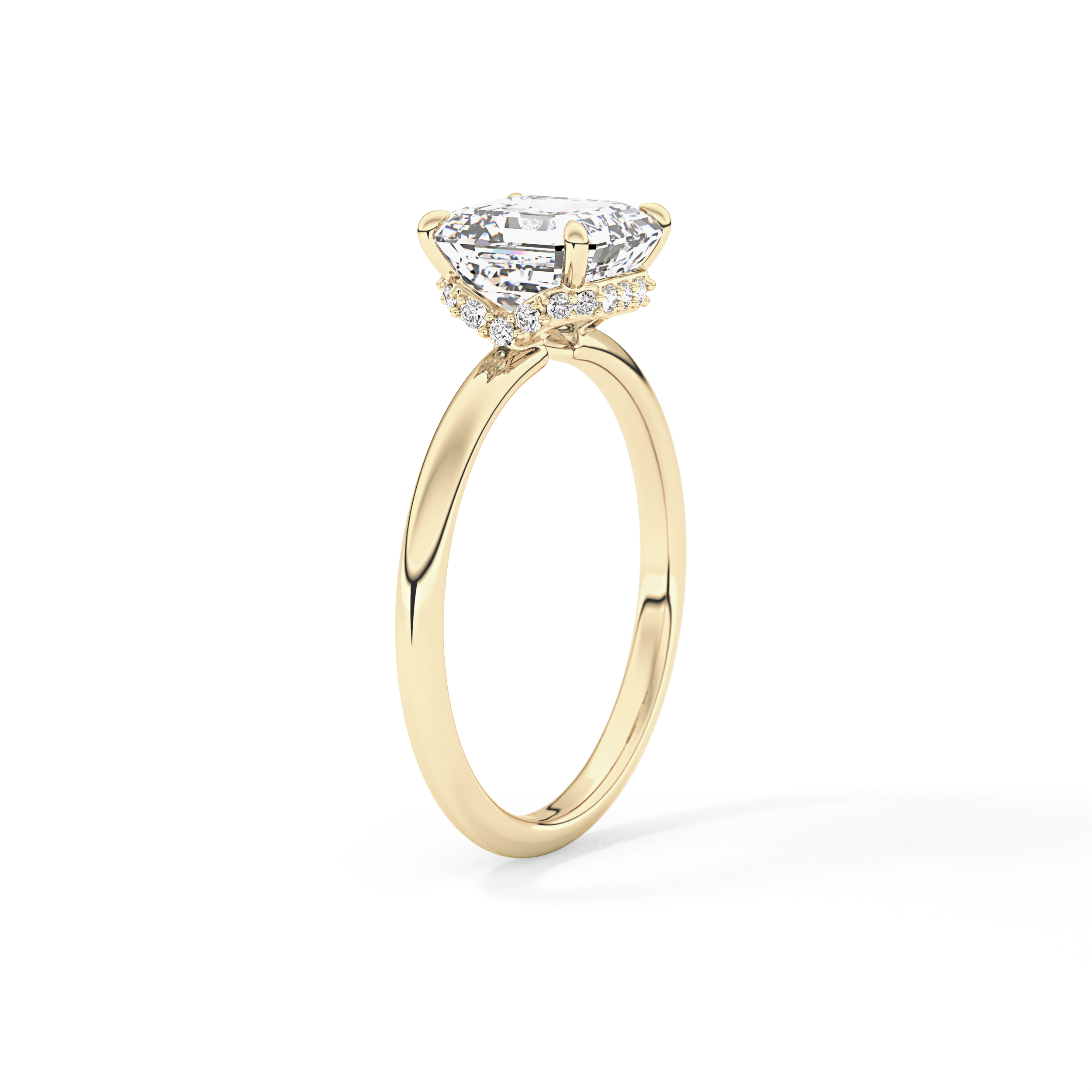 Asscher Hidden Halo Lab Grown Diamond Engagement Ring