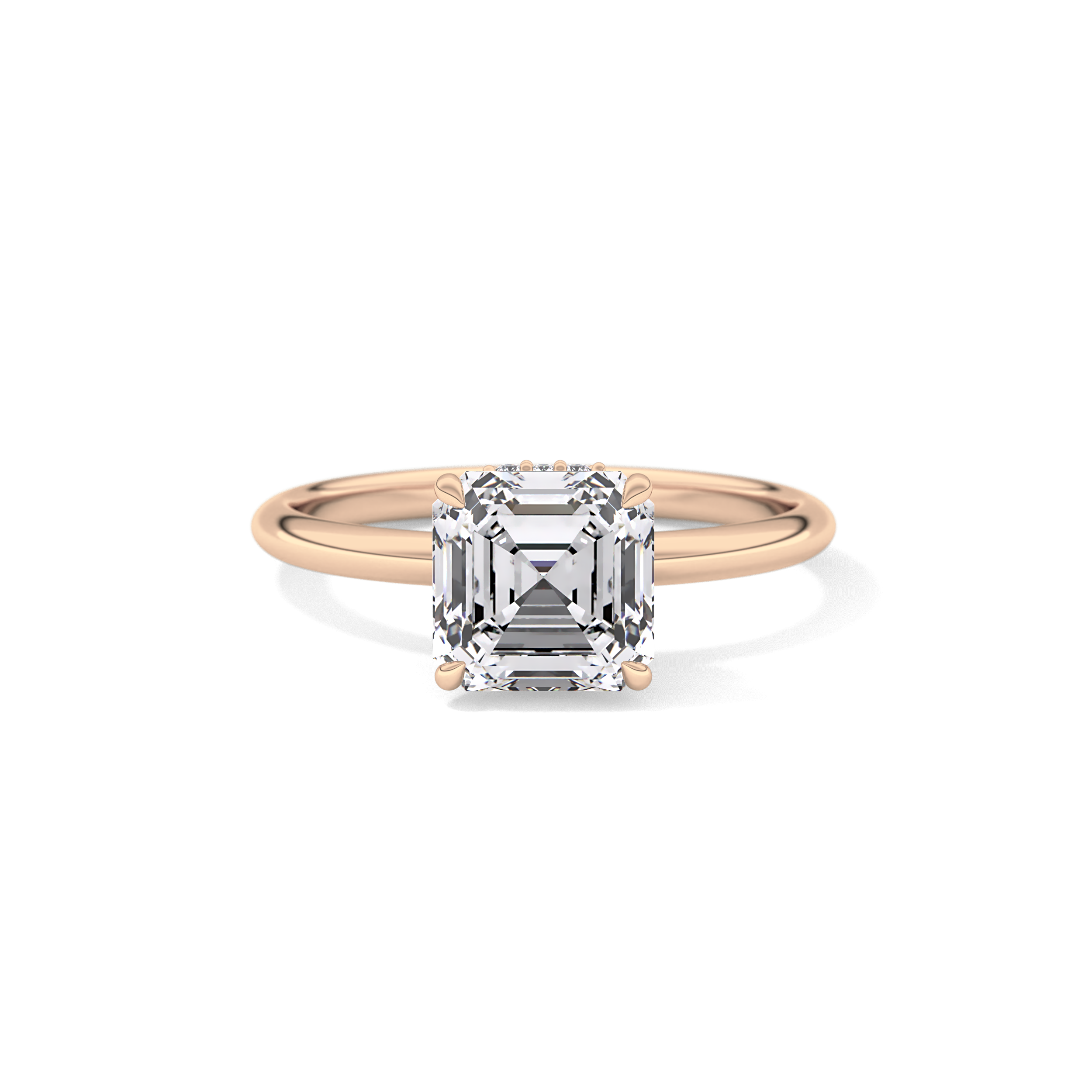 Asscher Hidden Halo Lab Grown Diamond Engagement Ring