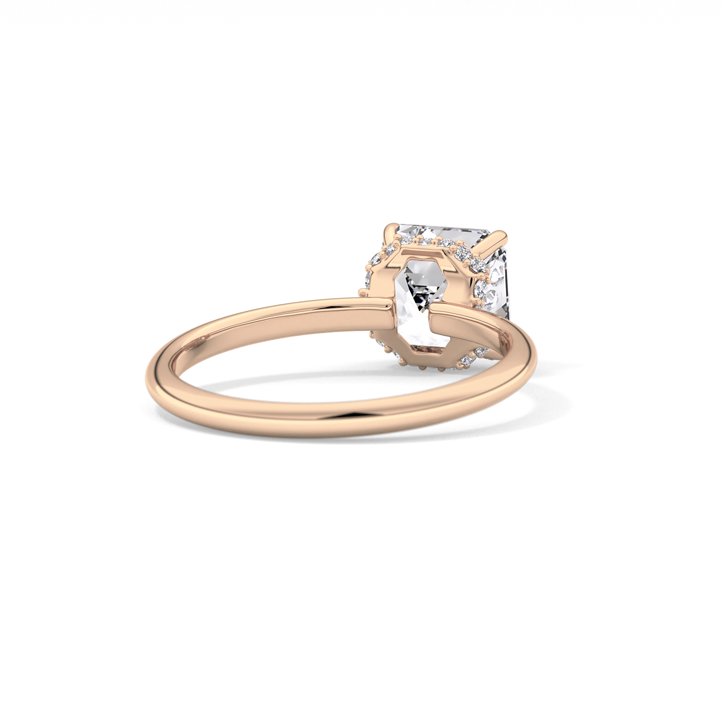 Asscher Hidden Halo Lab Grown Diamond Engagement Ring