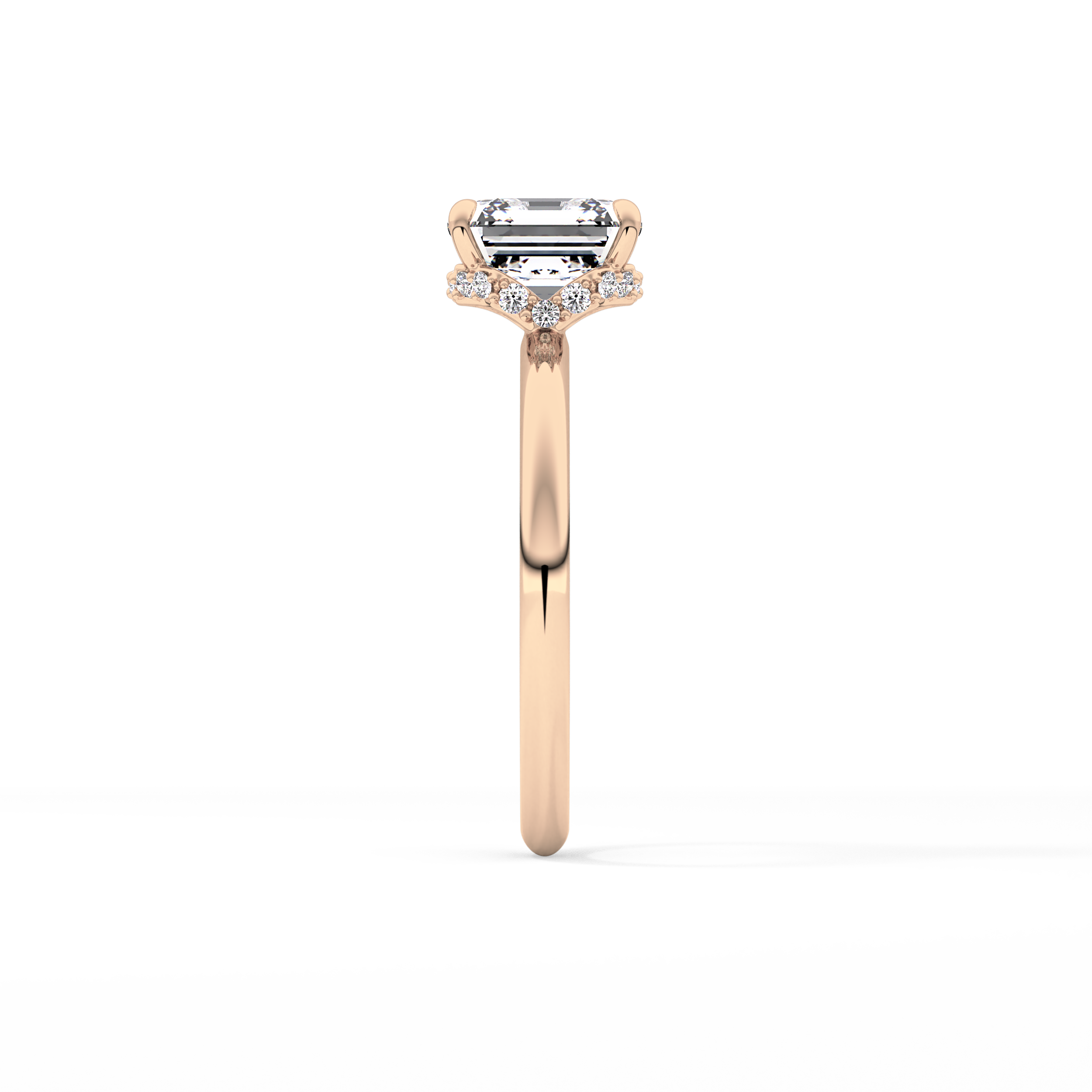 Asscher Hidden Halo Lab Grown Diamond Engagement Ring