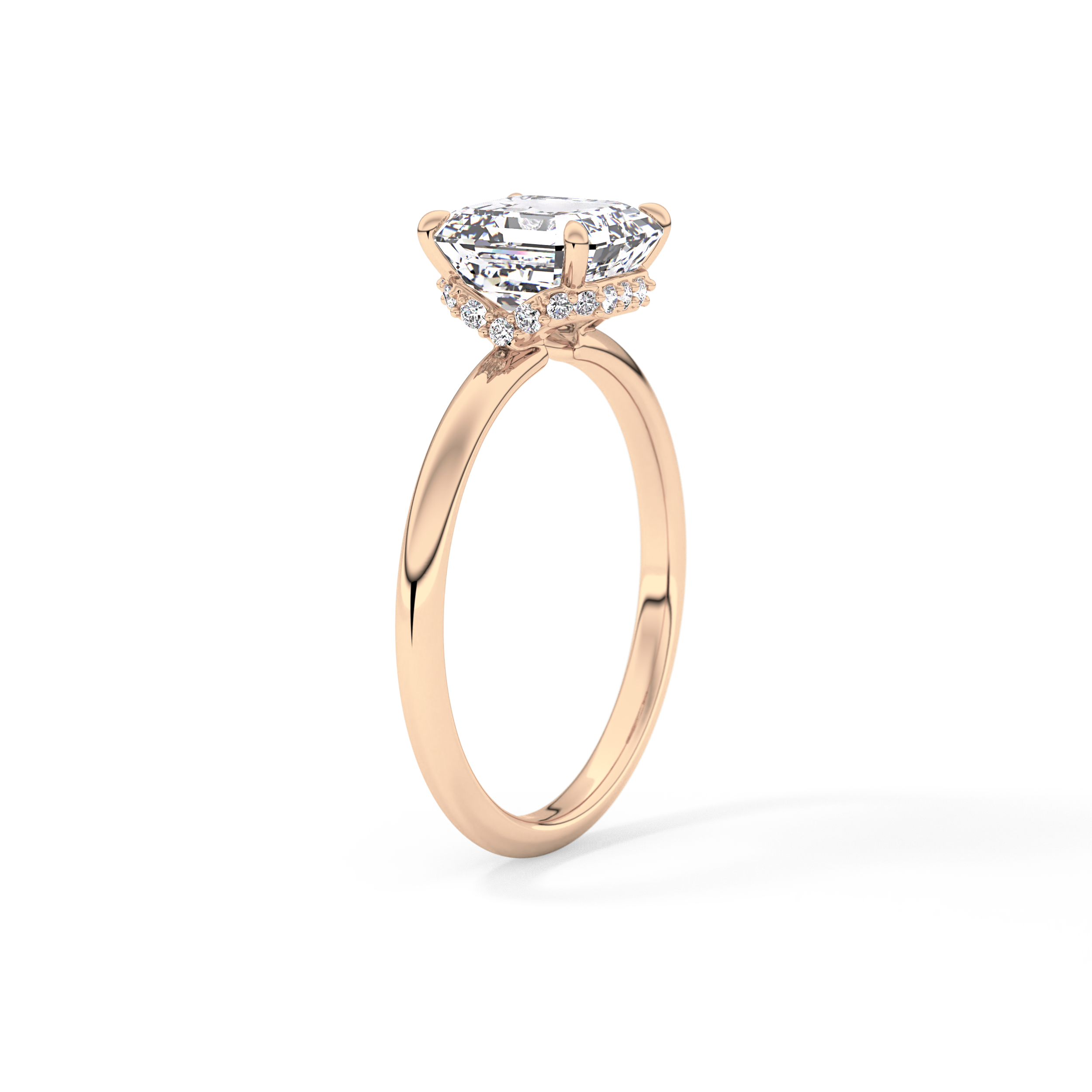 Asscher Hidden Halo Lab Grown Diamond Engagement Ring
