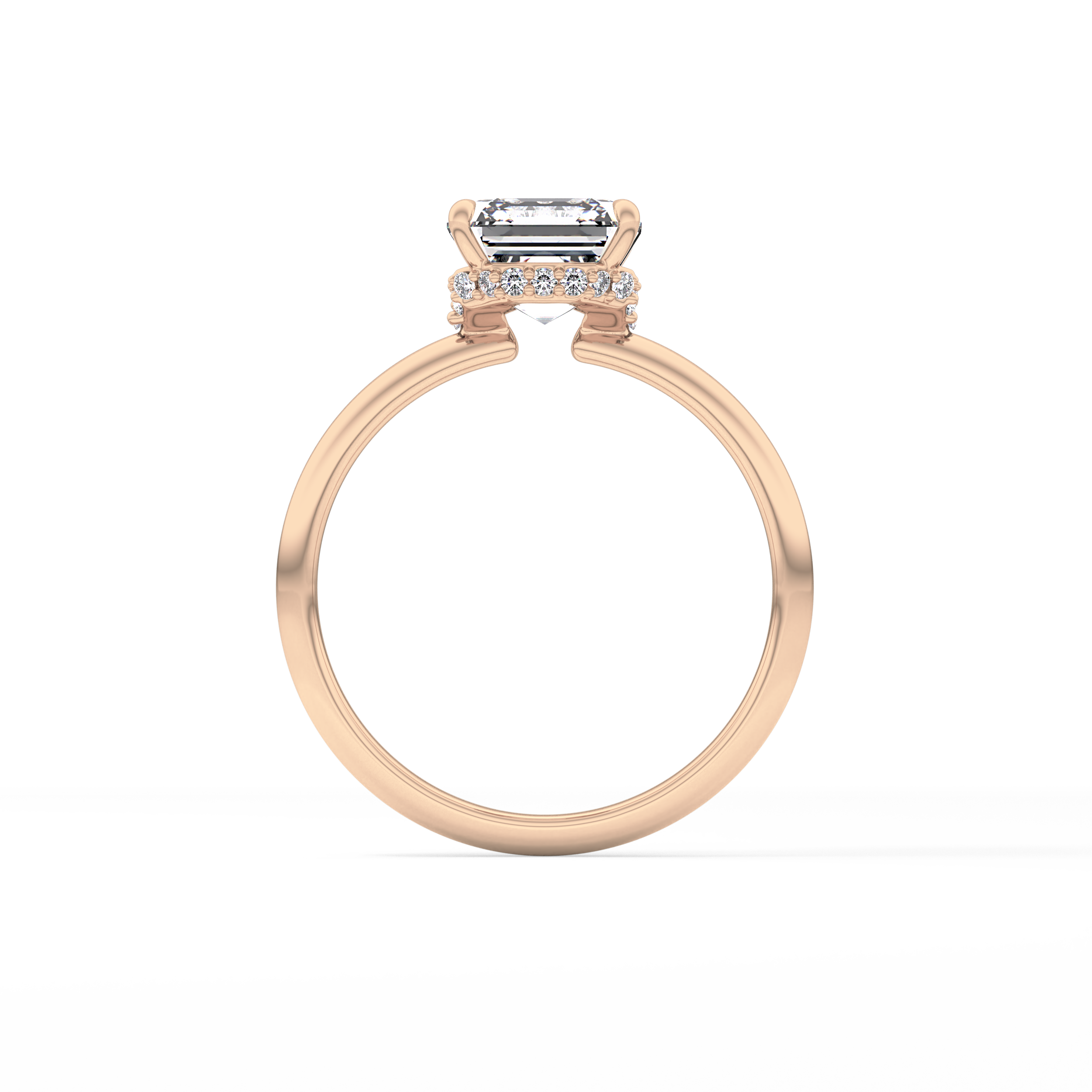 Asscher Hidden Halo Lab Grown Diamond Engagement Ring