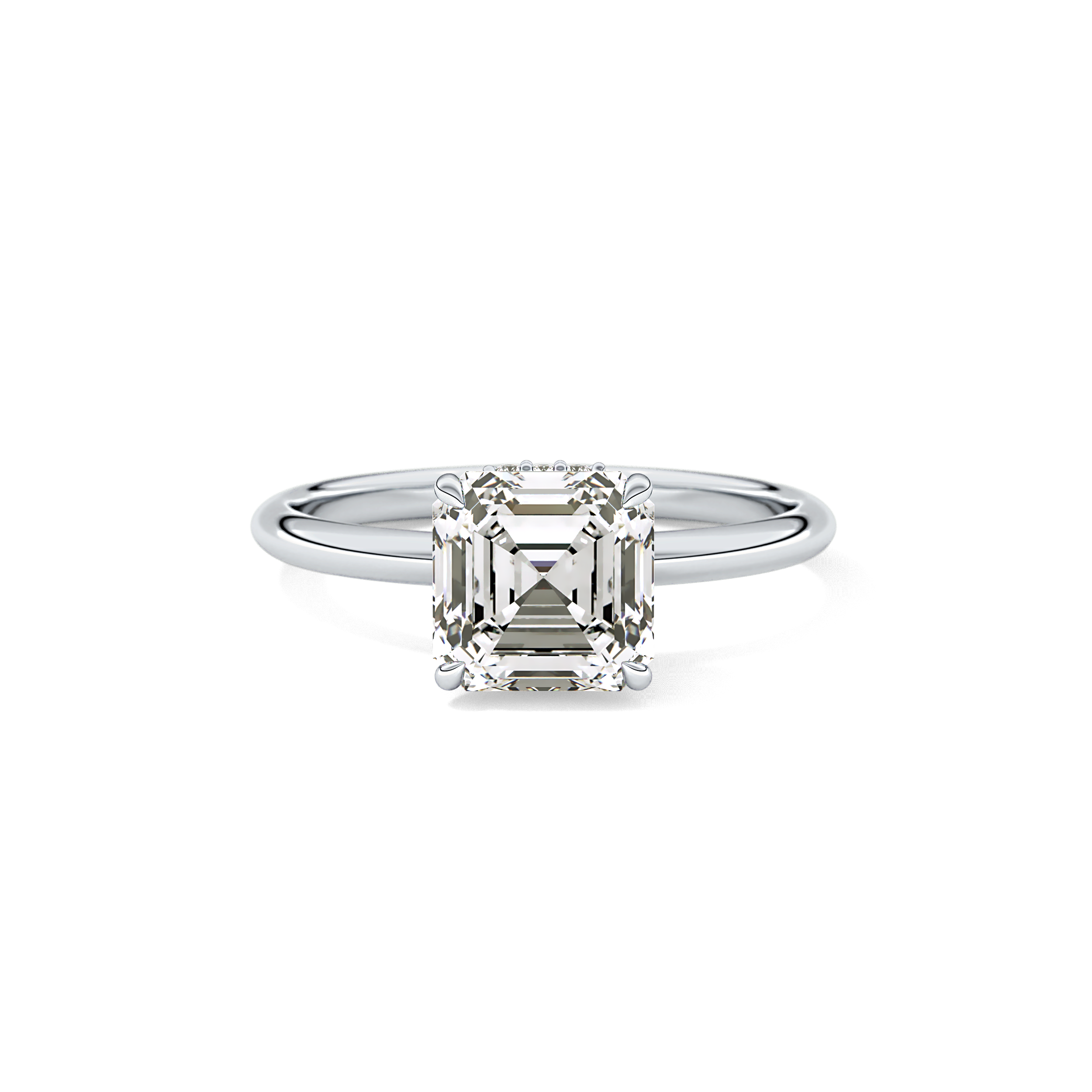 Asscher Hidden Halo Lab Grown Diamond Engagement Ring