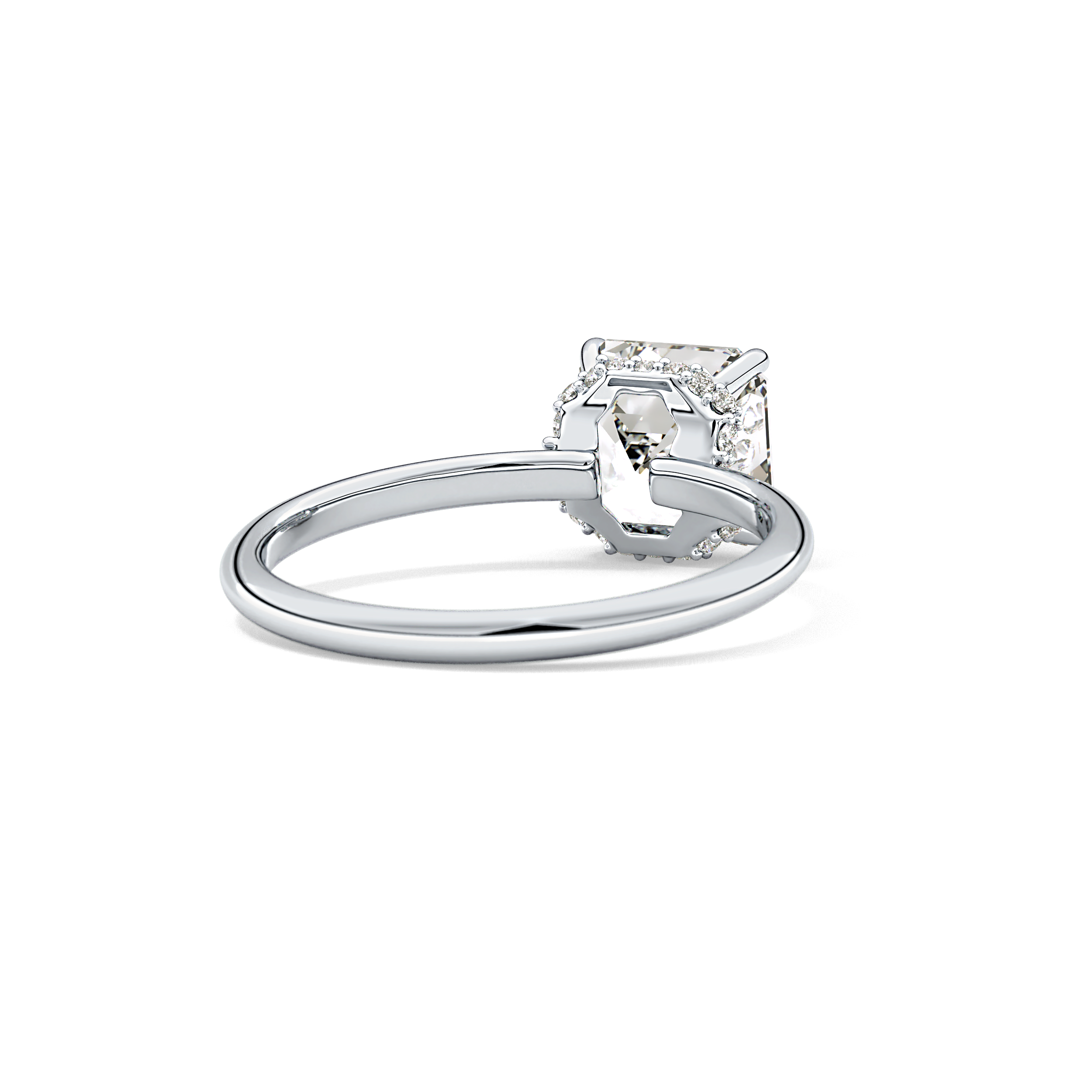 Asscher Hidden Halo Lab Grown Diamond Engagement Ring