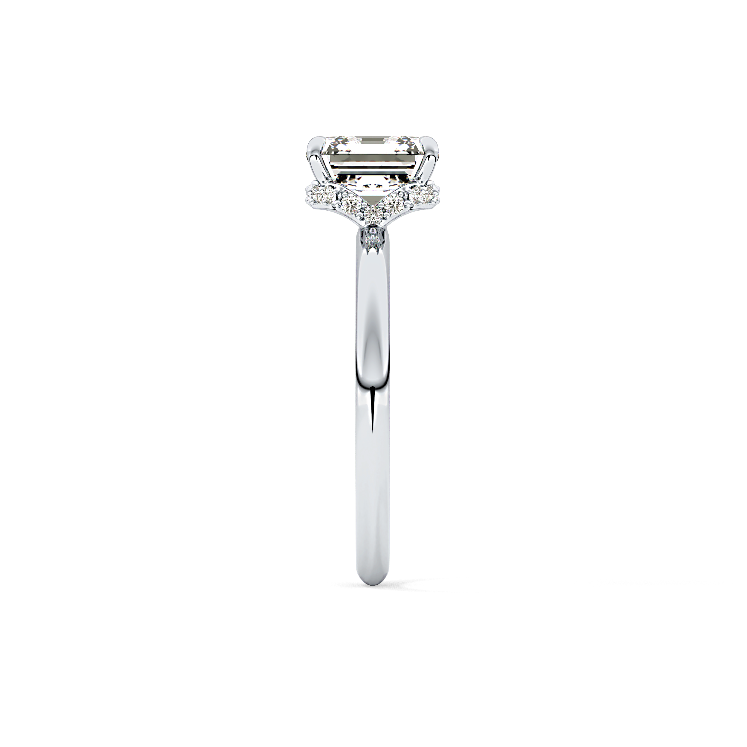 Asscher Hidden Halo Lab Grown Diamond Engagement Ring