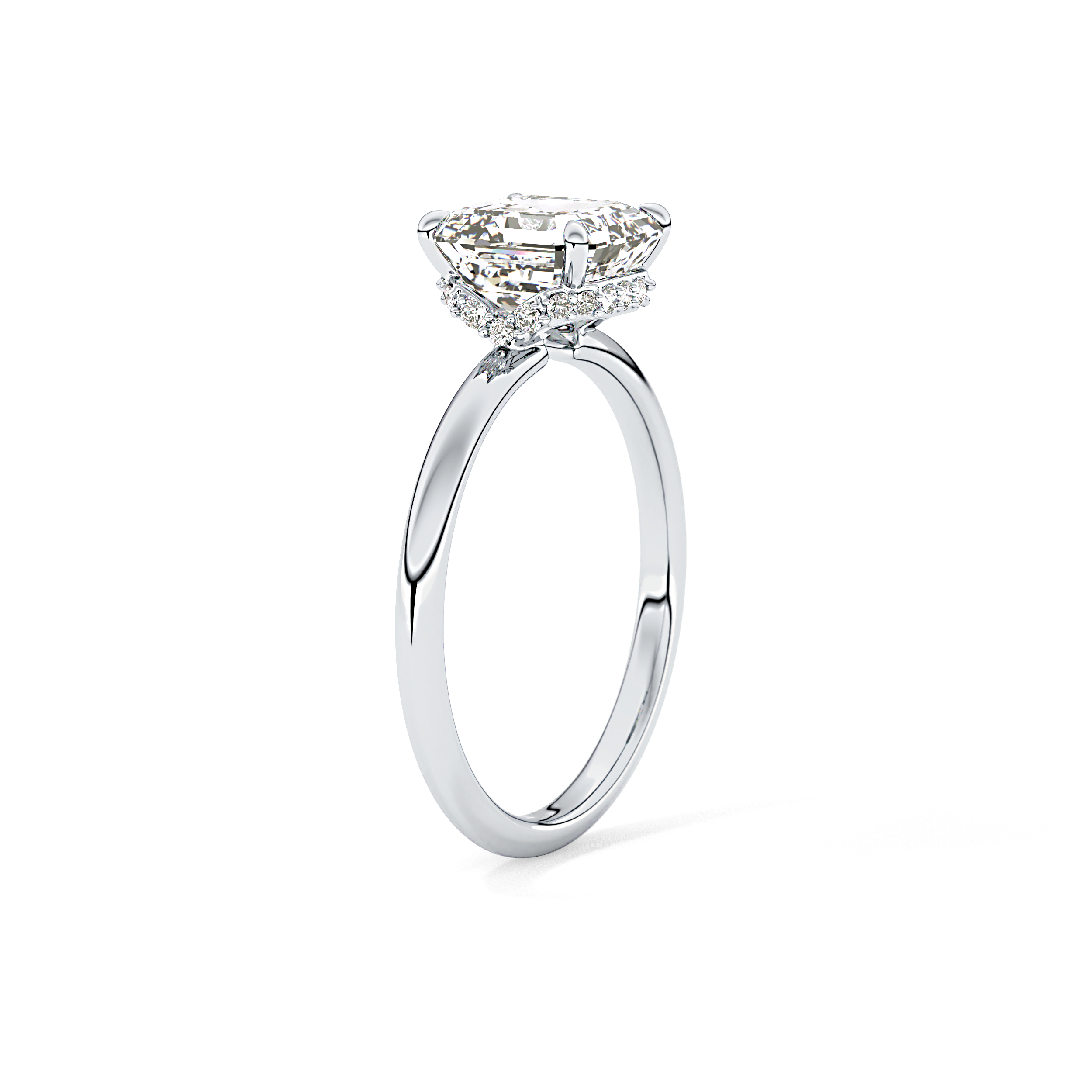 Asscher Hidden Halo Lab Grown Diamond Engagement Ring