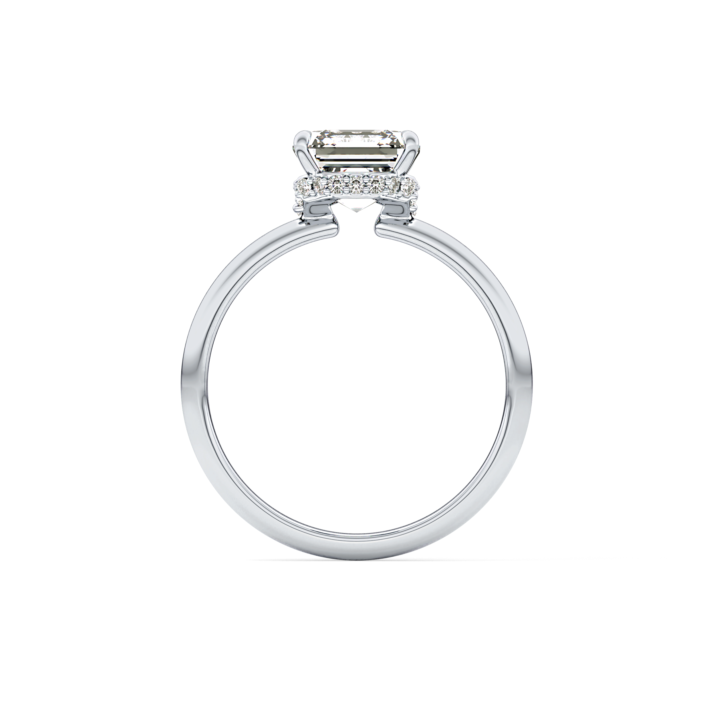 Asscher Hidden Halo Lab Grown Diamond Engagement Ring