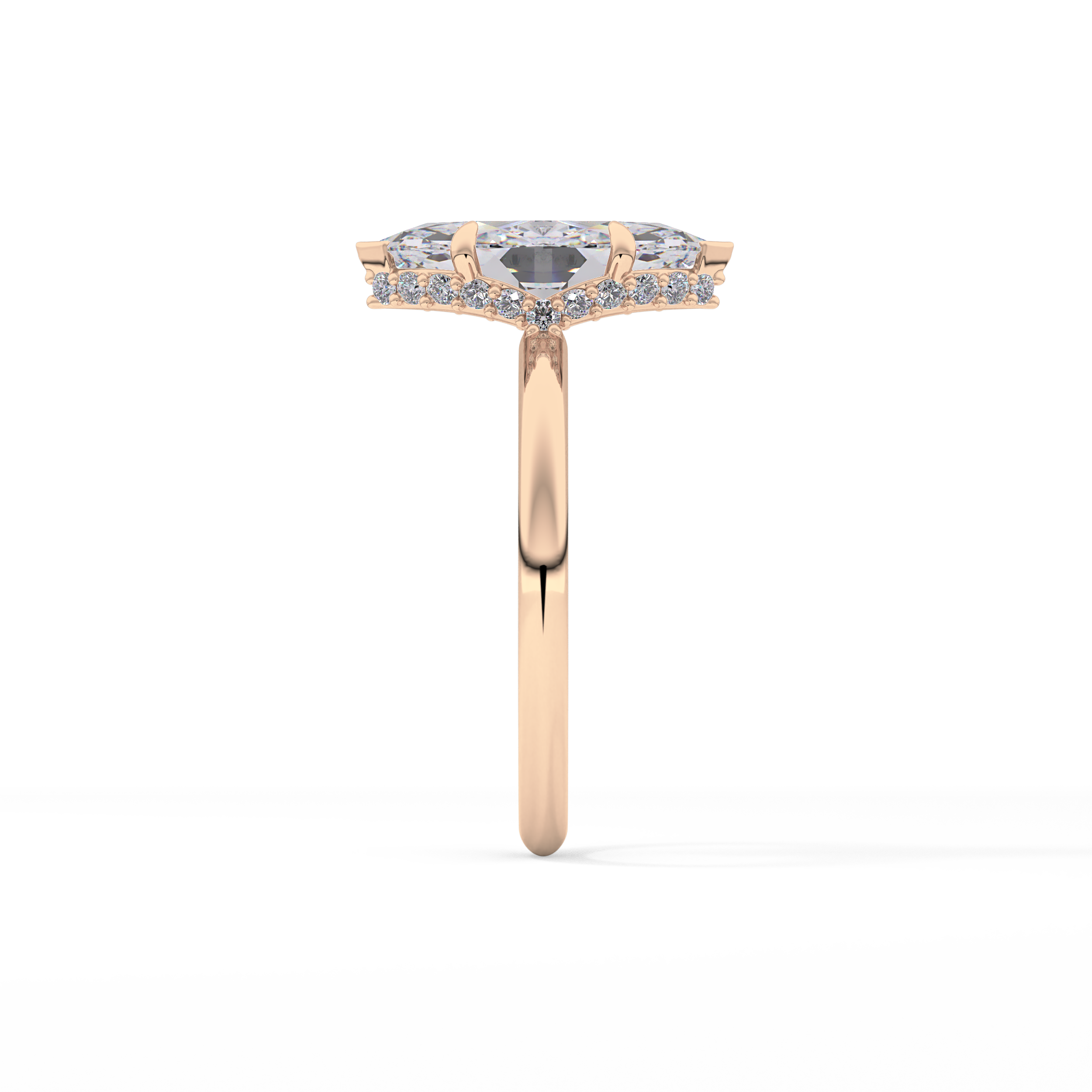 Marquise Hidden Halo Lab Grown Diamond Engagement Ring