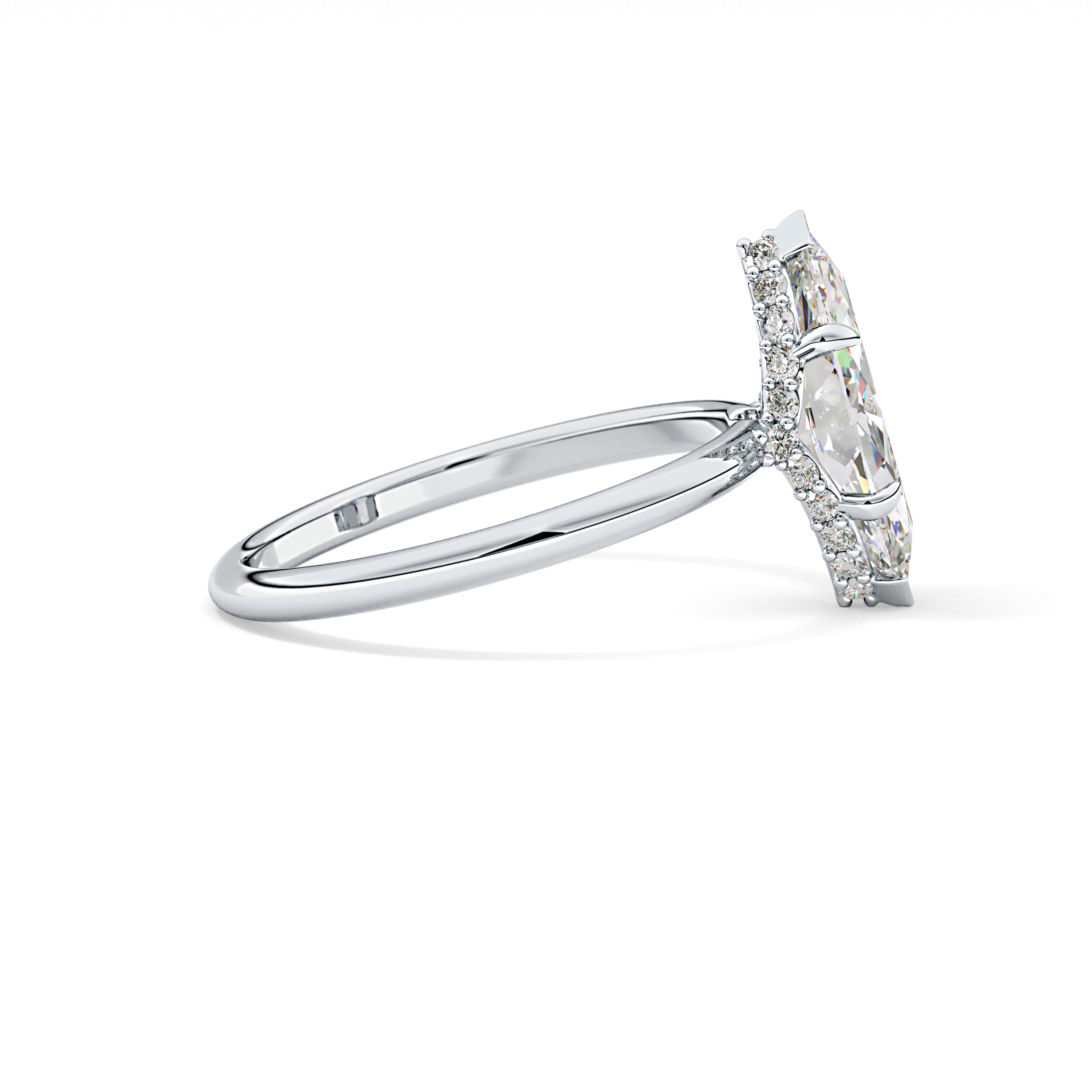 Marquise Hidden Halo Lab Grown Diamond Engagement Ring