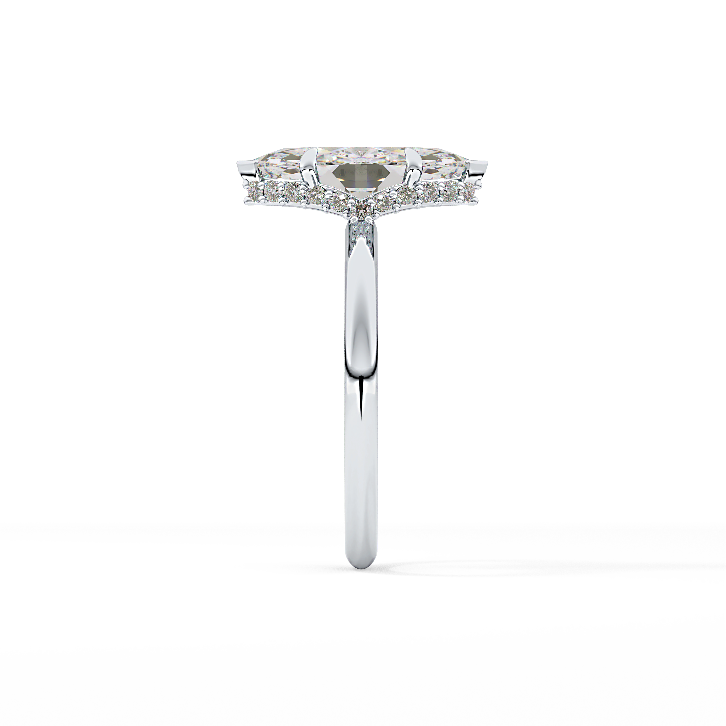 Marquise Hidden Halo Lab Grown Diamond Engagement Ring