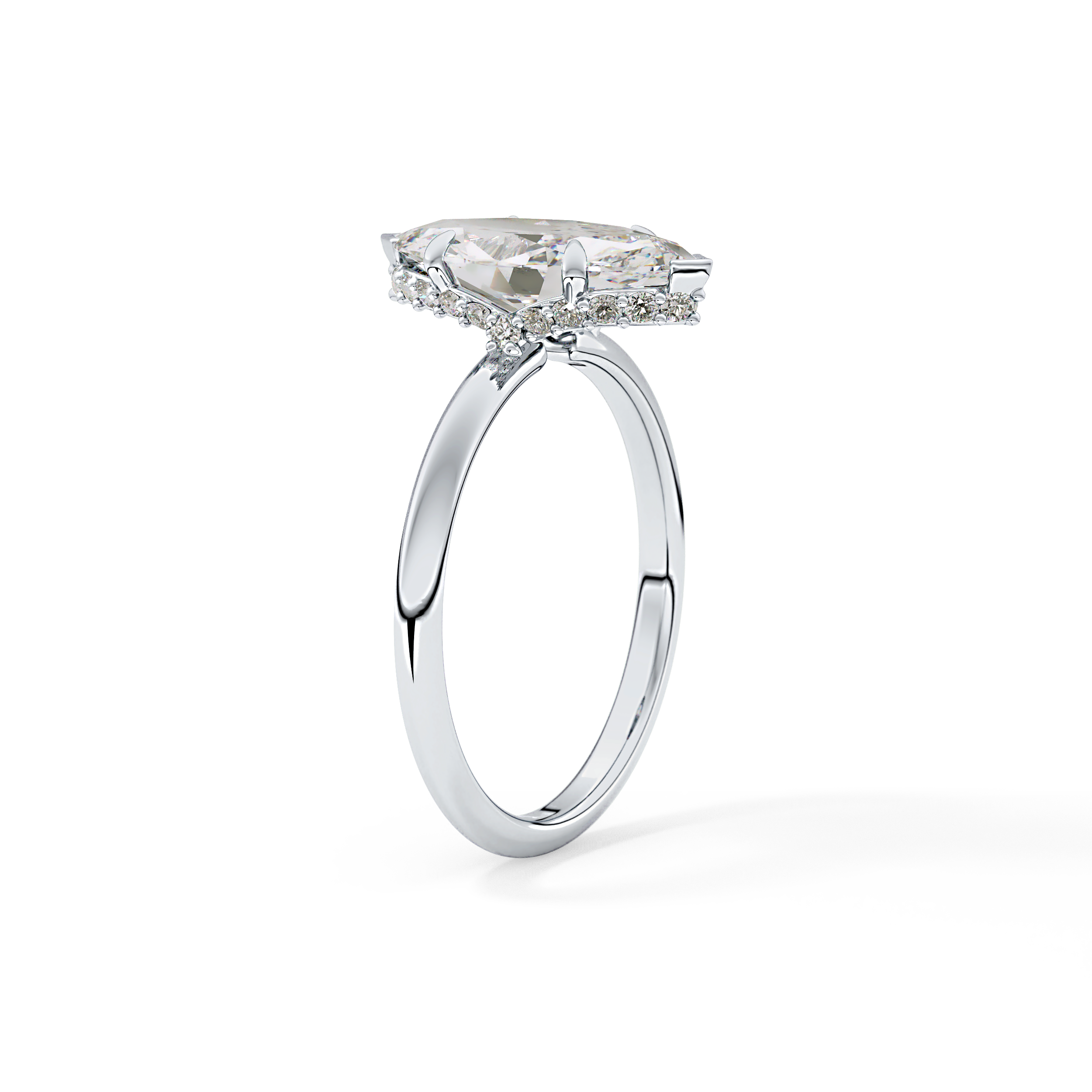 Marquise Hidden Halo Lab Grown Diamond Engagement Ring