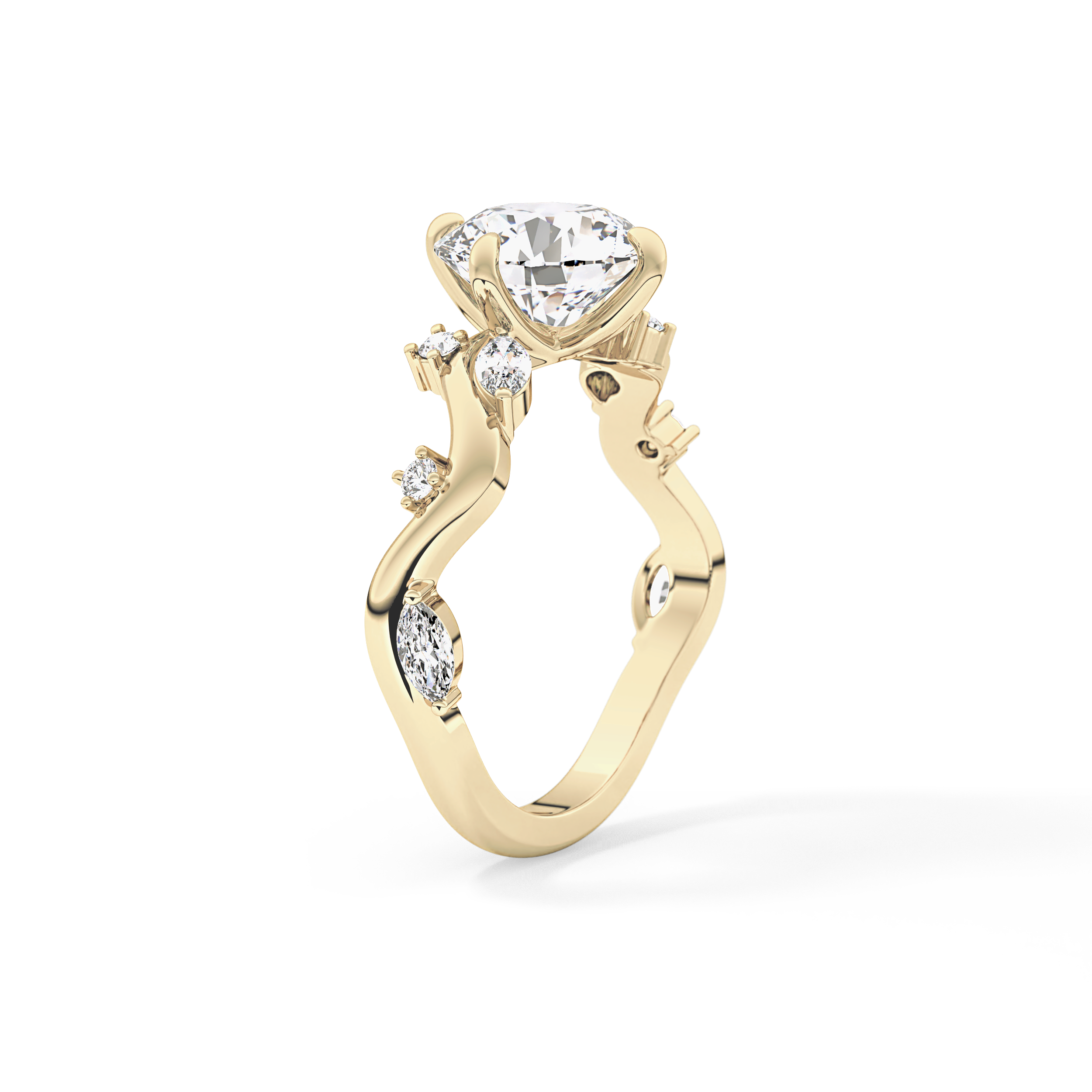 Round Twig Pave Lab Grown Diamond Engagement Ring